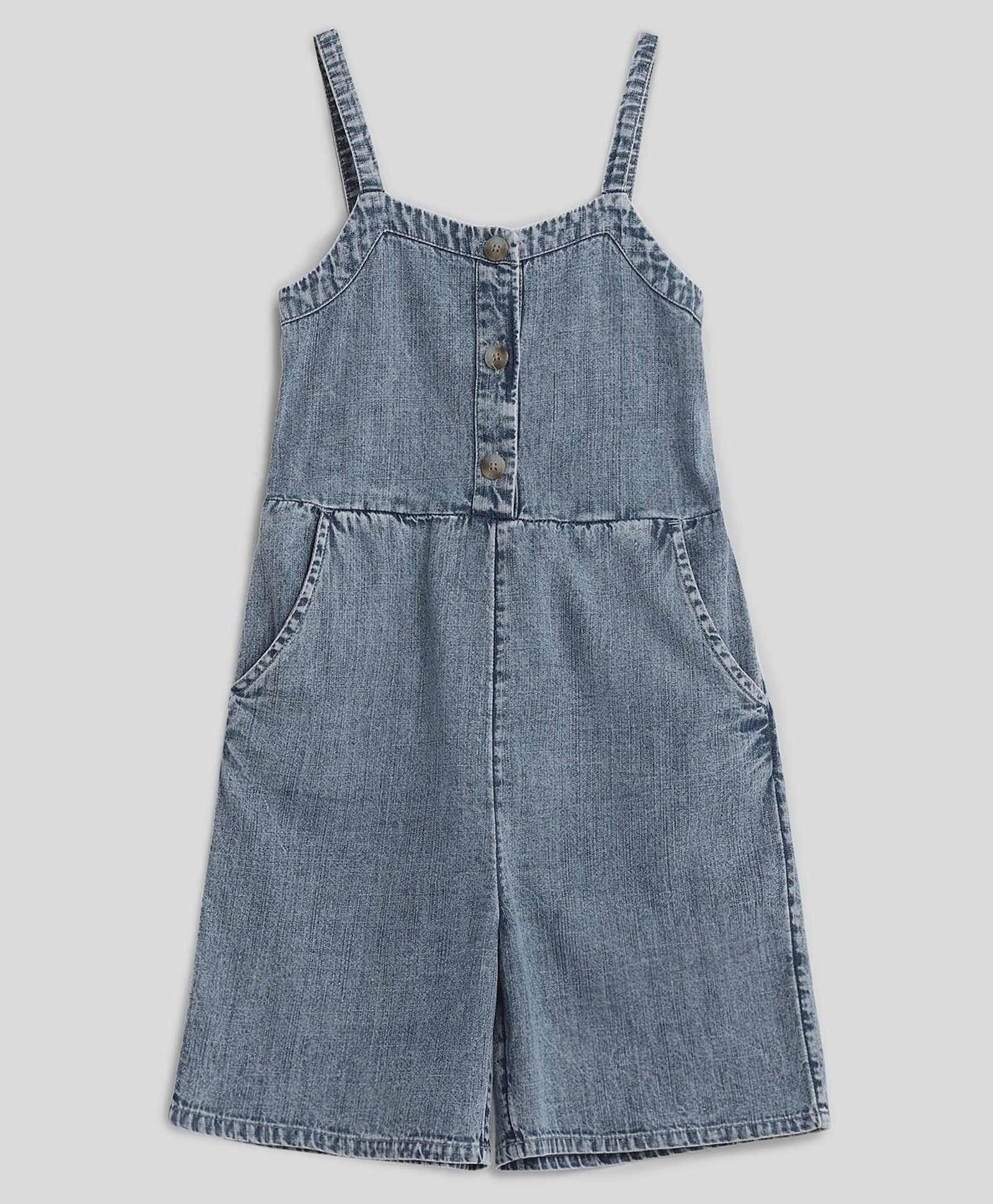 Somersault Cotton Sleeveless Denim Rompers - Blue-picture-32