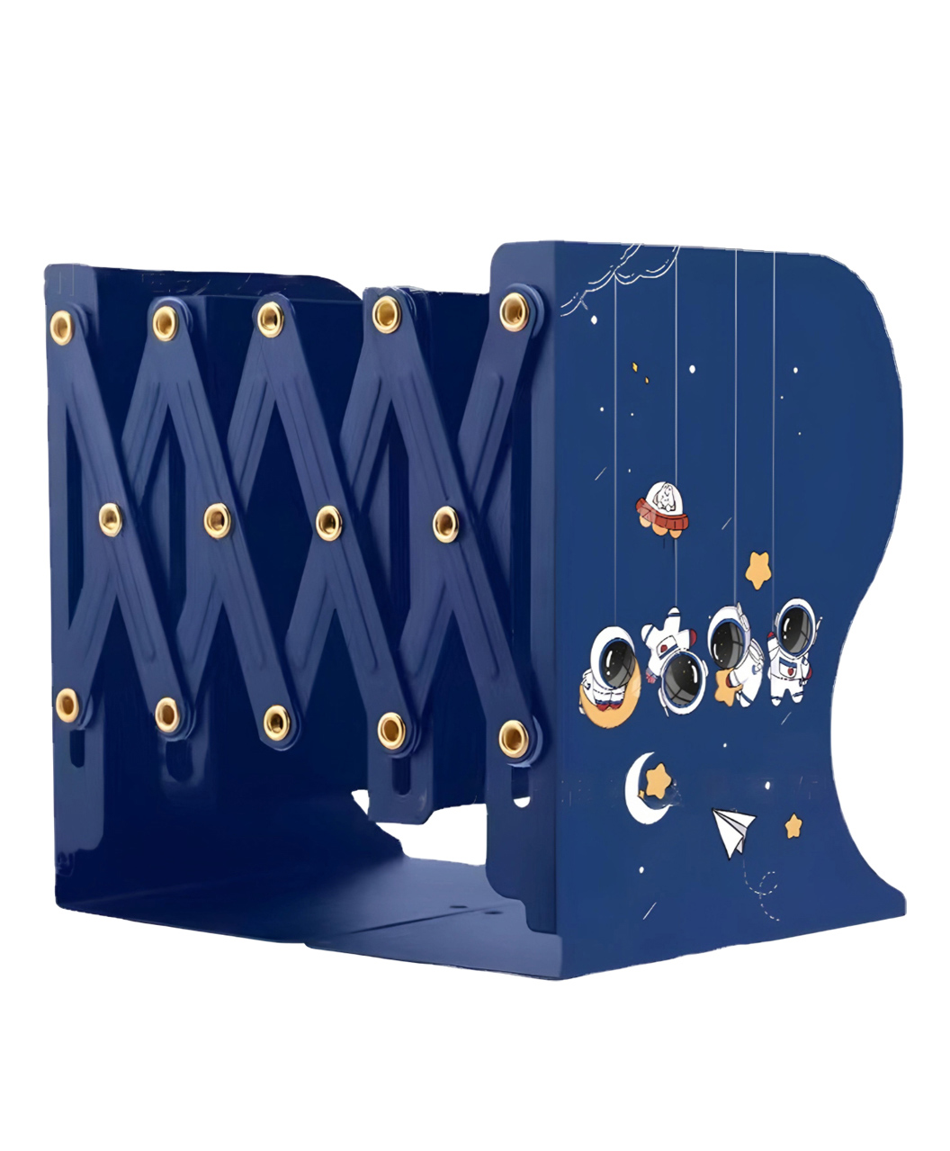 SYGA Adjustable Decorative Bookends for Home Office Metal Bookends for Heavy Books, Book Organizer for Desk Ideal Bookends for Shelves(Navy Blue)