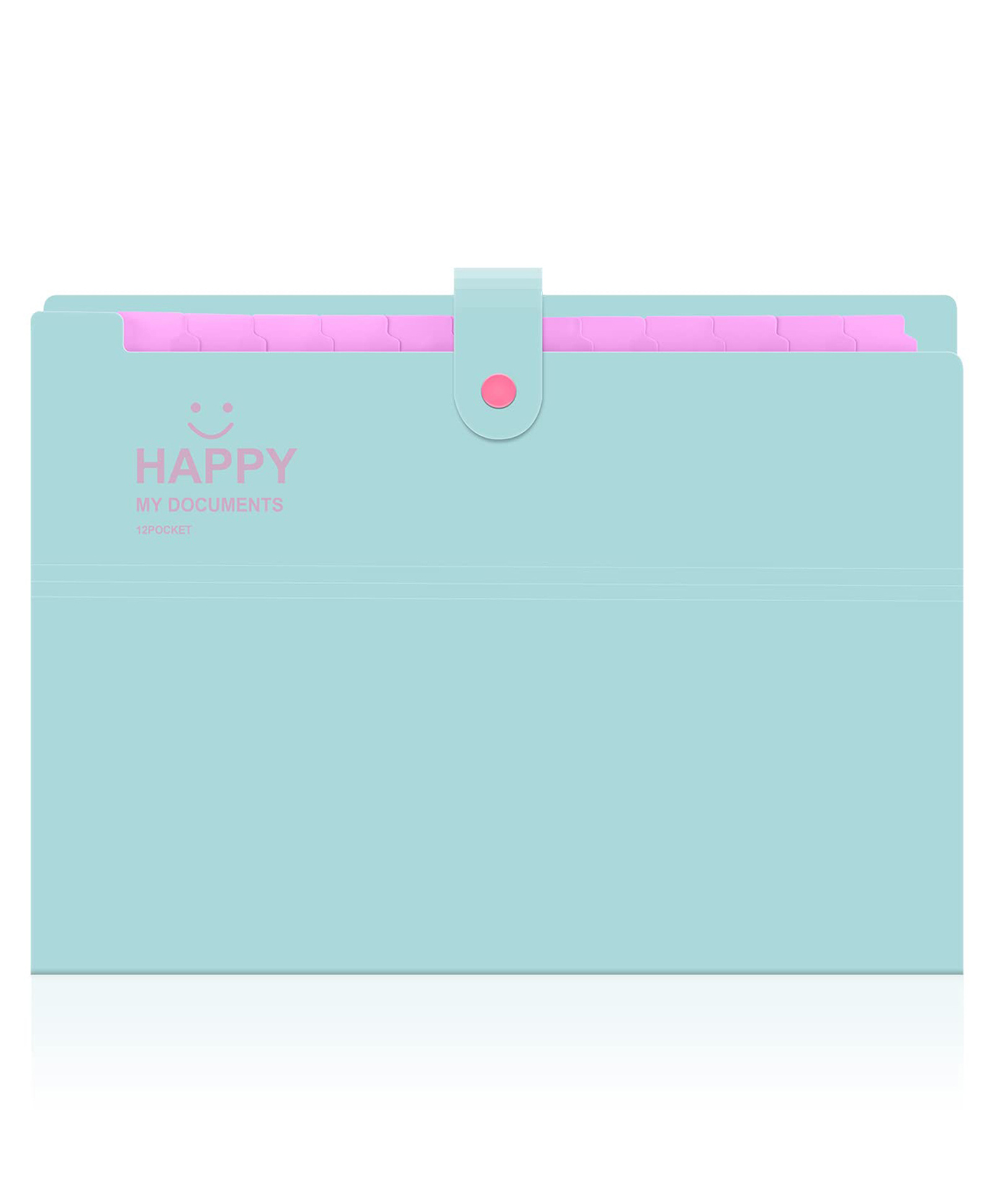 SYGA Cute Smiling Face Multi-Layer Accordion Bag Storage A4 Folder, Small Fresh Test Paper Bag Ticket Information Bag 12 Grids (Green)-image-4