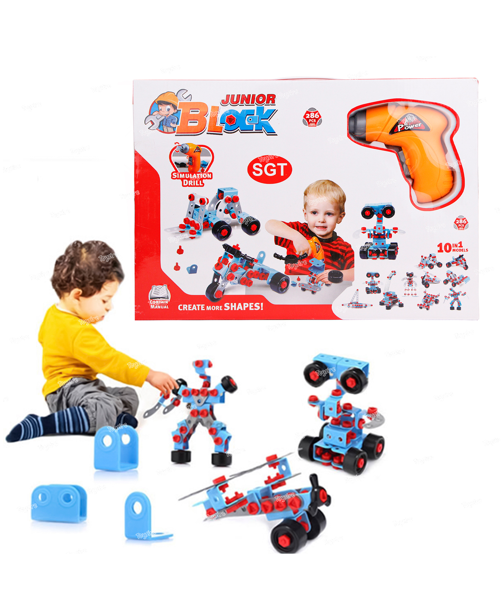 Toysire Junior Blocks with Simulation Drill Having - 286 Pieces-image-2