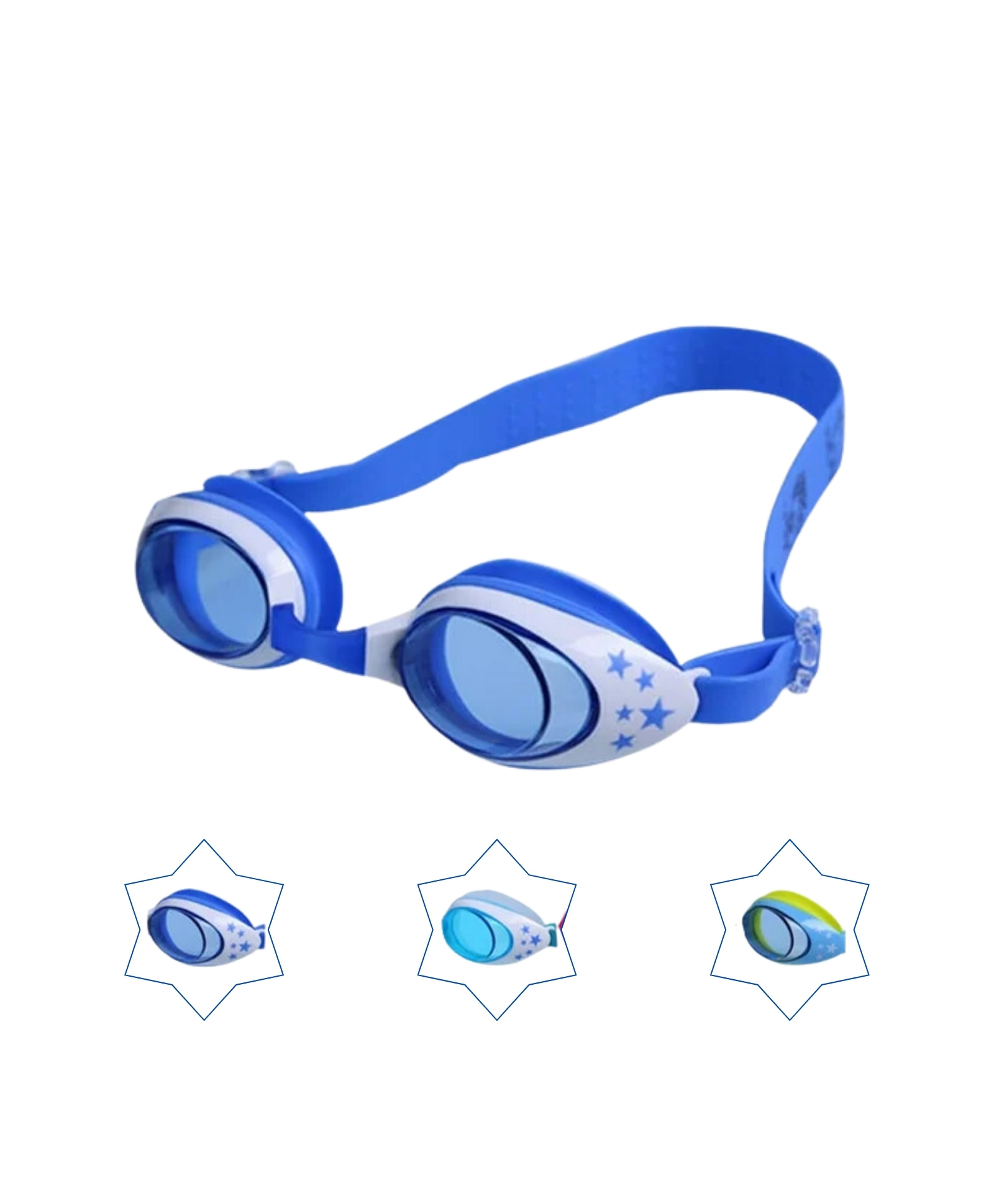KARBD Swimming Goggles with Anti Fog UV Protection Glasses - Star Kids, Multicolour Assorted Blue-image-3