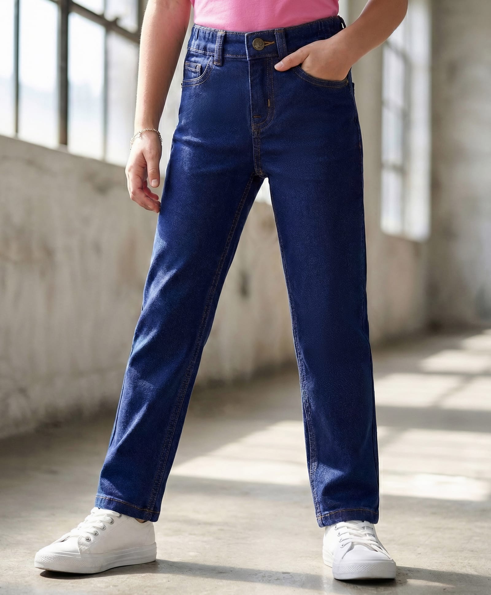 Pine Kids Denim Woven Full Length Washed Jeans -Navy-picture-23