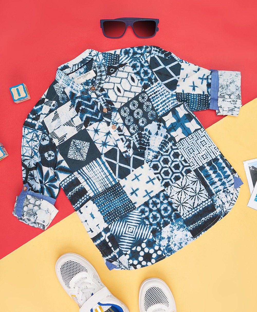 Pantaloons Junior Full Sleeves Abstract Printed Shirt - Blue-picture-19
