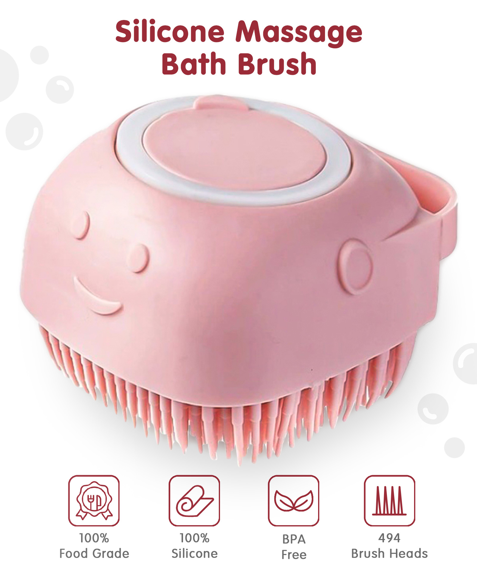 Silicone Massage Bath Brush - Pink-image-12