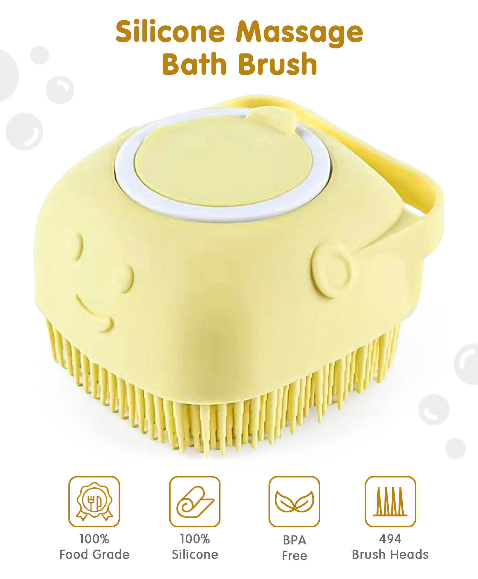 fab n funky Silicone Massage Bath Brush - Yellow-picture-23