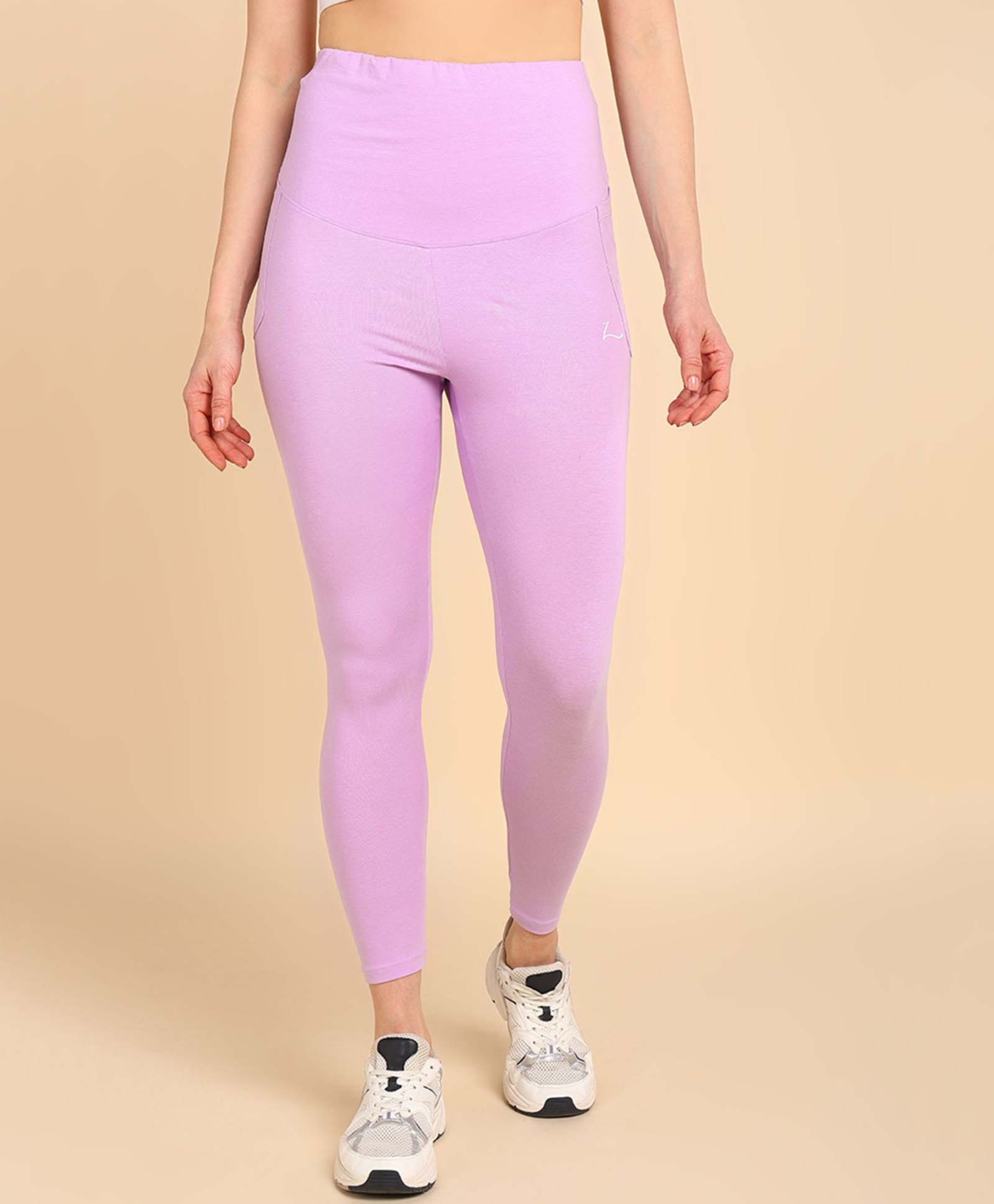 Zelena High Waist Maternity Solid Leggings - Lavender-picture-20