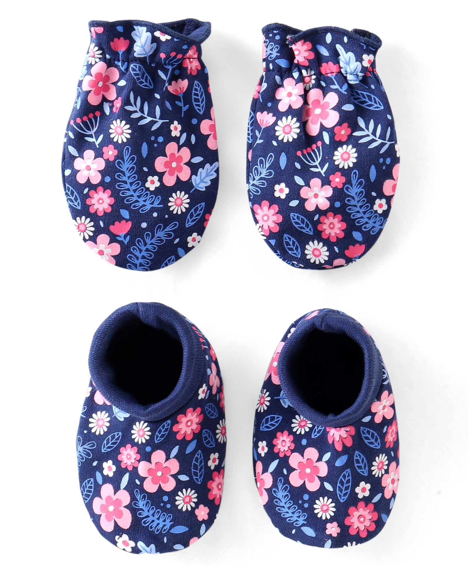 Babyhug Mittens and Booties Floral Print - Multicolor-image-40