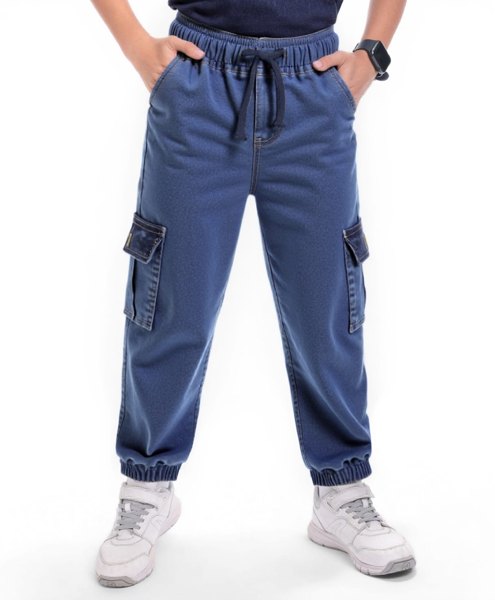Pine Kids Denim Woven Full Length Washed Jogger Fit Jeans - Blue-picture-22
