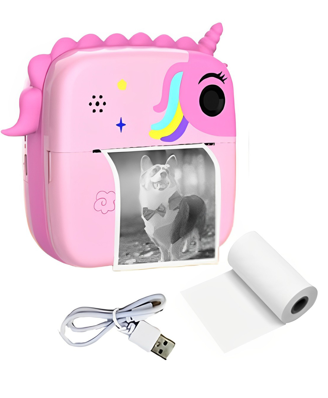 Happy Hues Kids Instant Thermal Print Camera for DIY Projects- Selfie Digital Camera & video for Kids with Thermal Paper- Fun Gift for Girls Boys- Pink