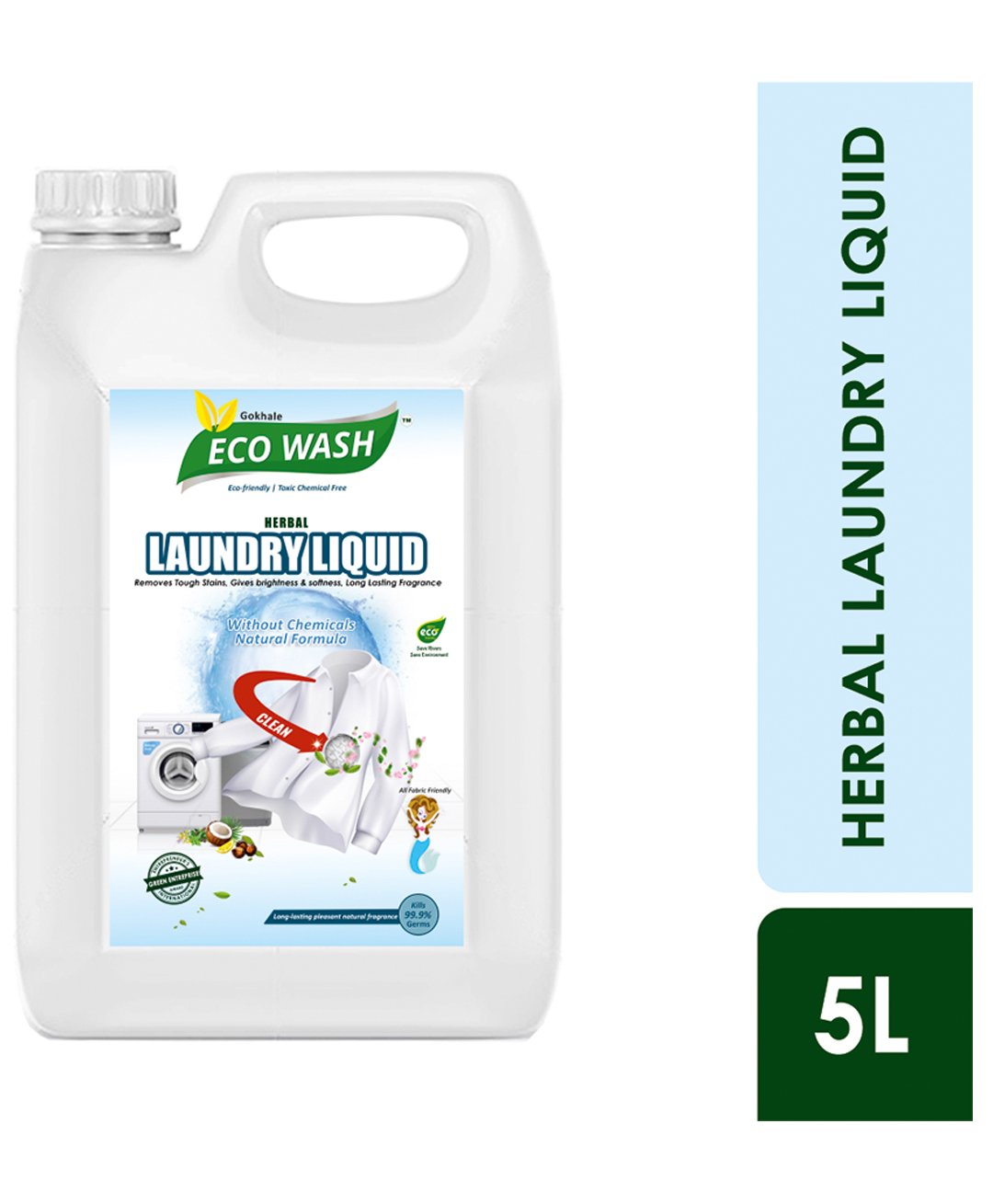 Gokhale Eco Wash Herbal Laundry Liquid Detergent - 5 L-image-21