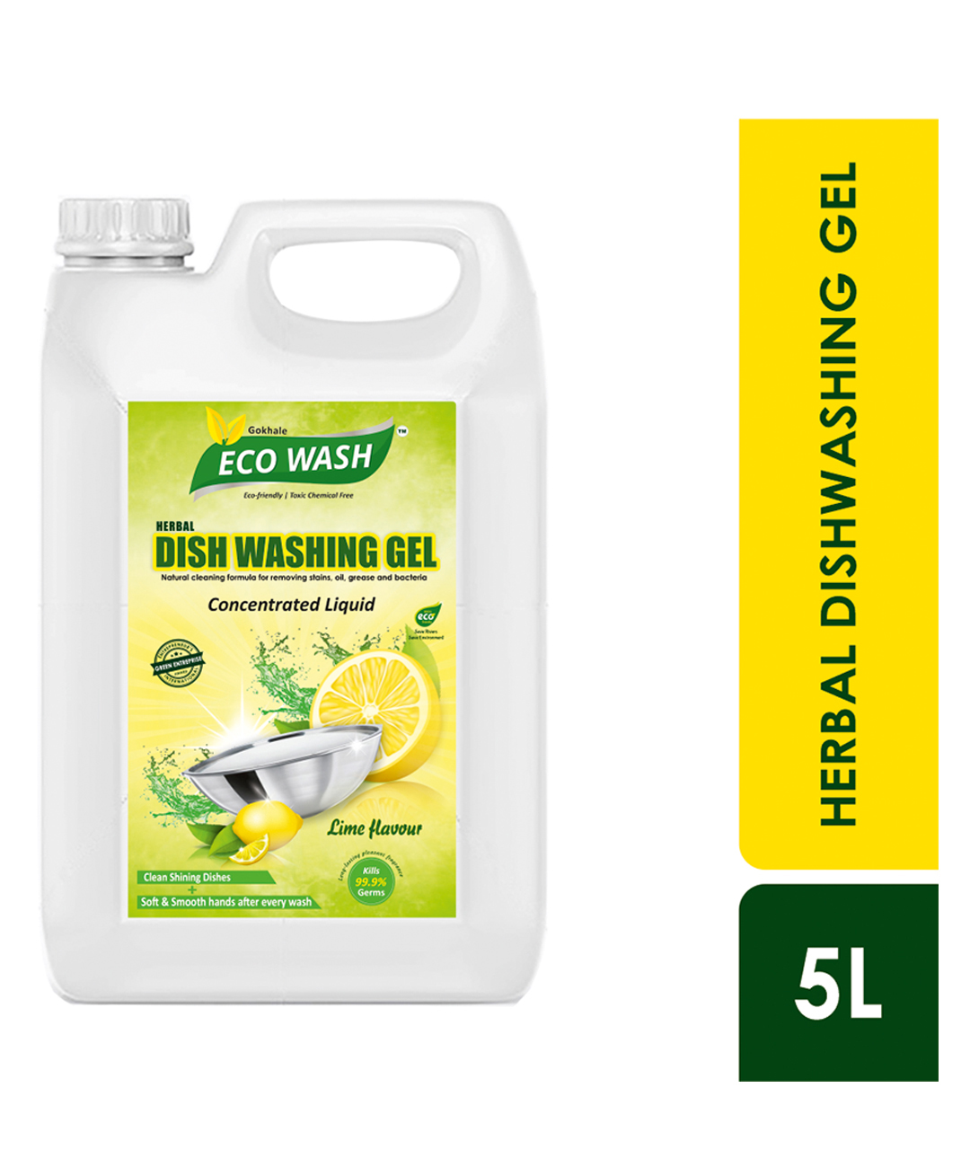 Gokhale Eco Wash  Herbal Dish Washing Gel Yellow- 5000 ml-image-49