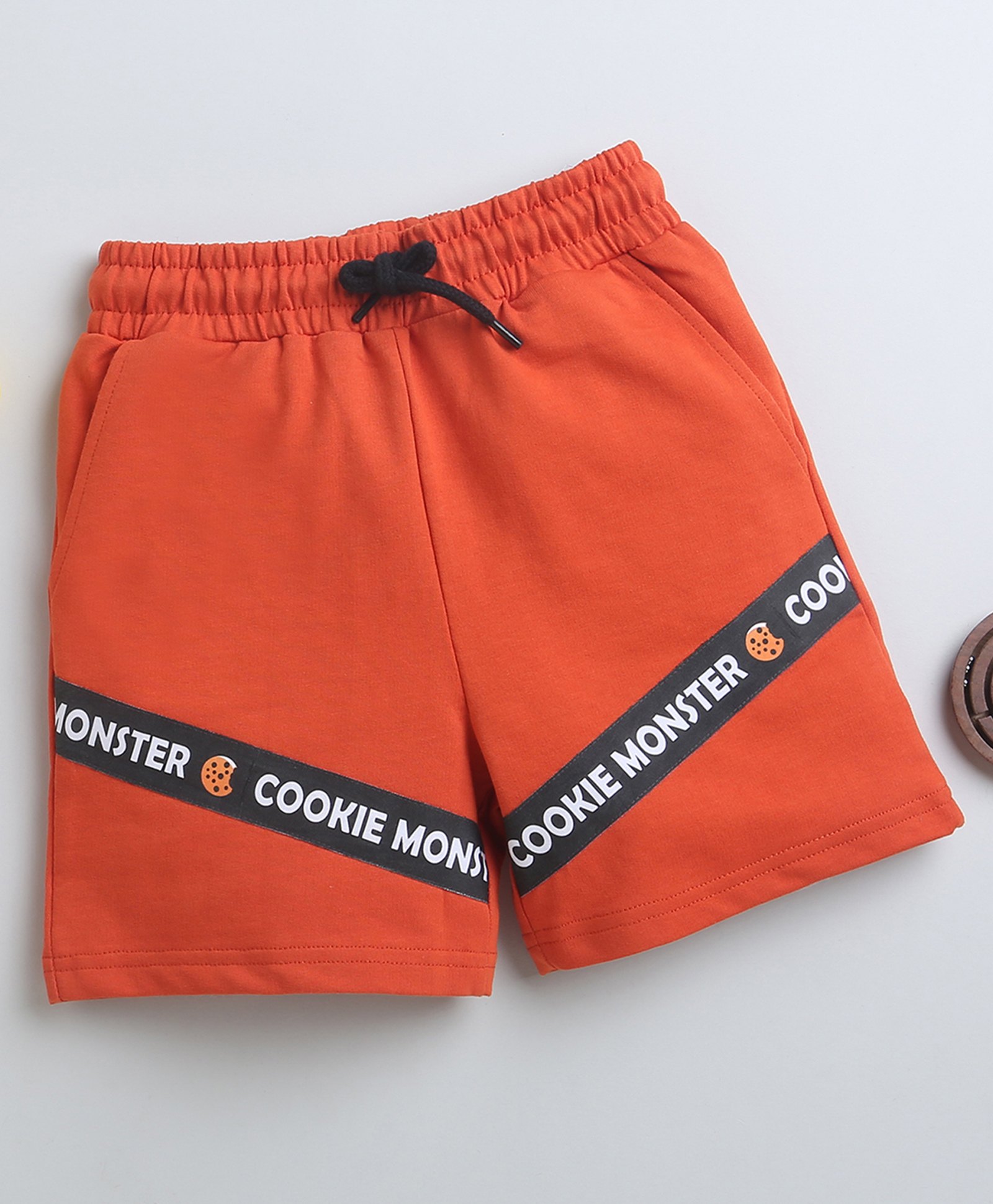 BUMZEE Cookie Monster Text Printed Shorts - Rust-picture-1