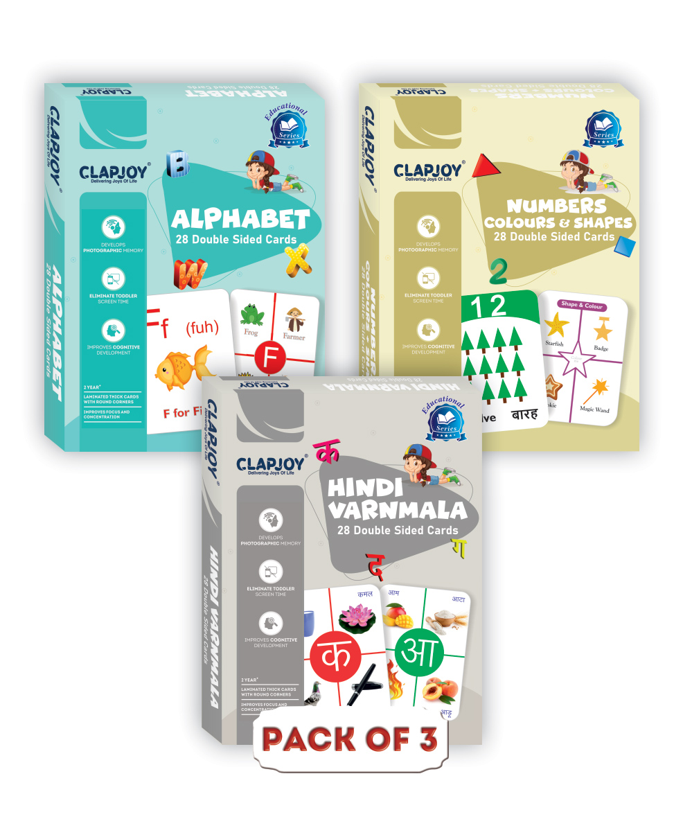 Clapjoy Double Sided Flash Cards for Kids Combo  (Alphabet, Numbers & Hindi)-image-10