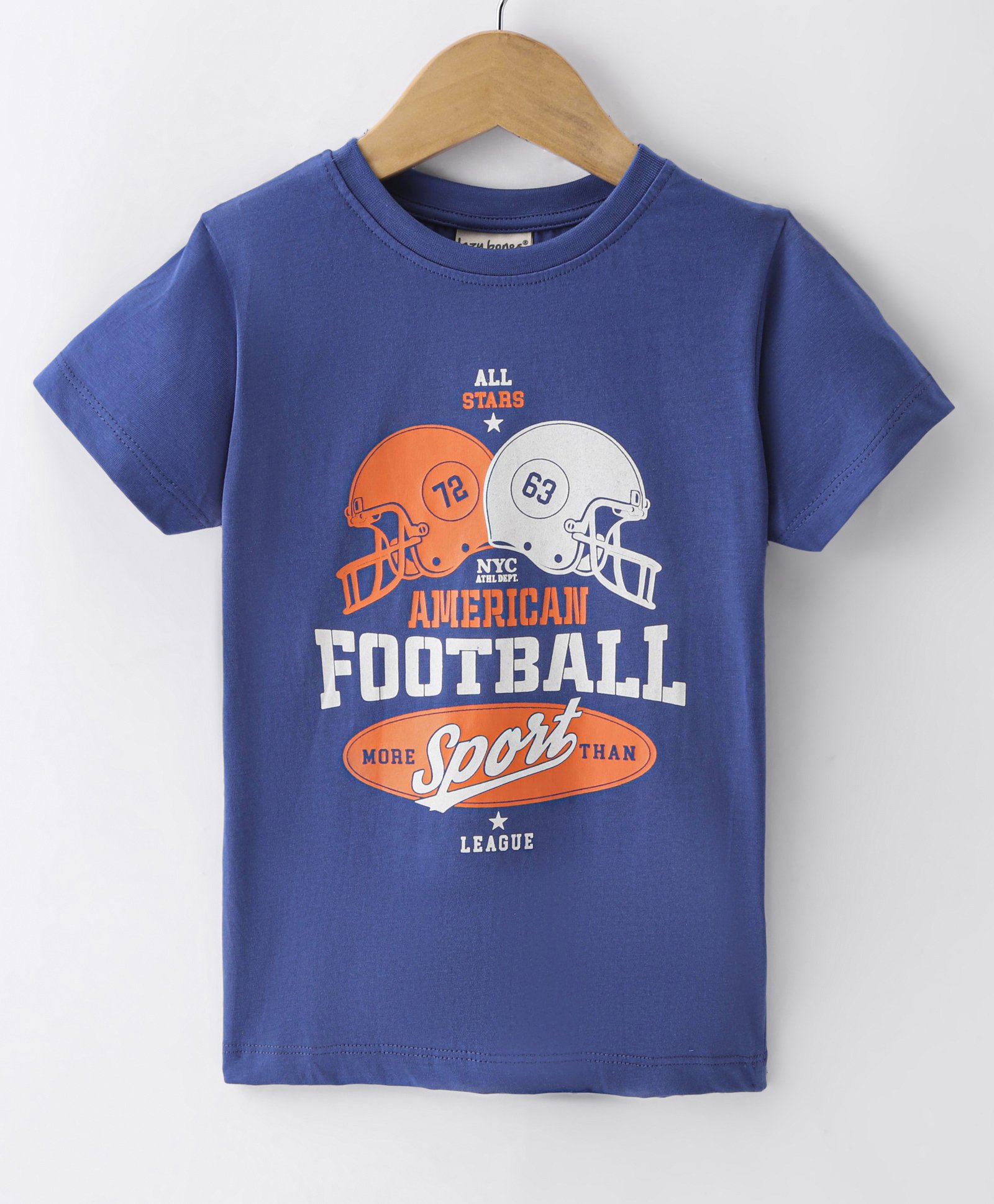 Lazy Bones Sinker Half Sleeves T-Shirt Football Print - Blue-picture-17