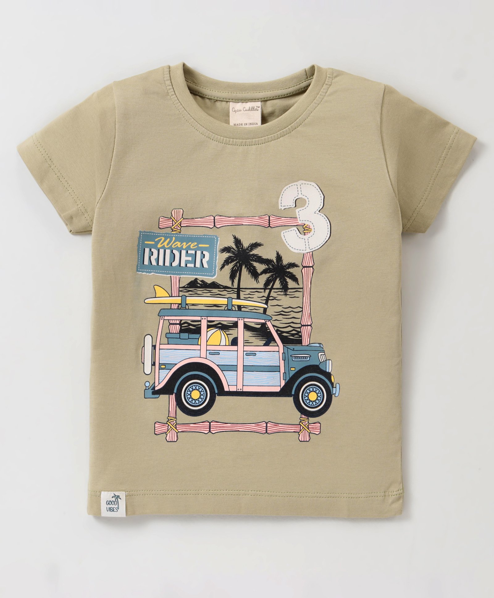 CUCUMBER Sinker Knit Half Sleeves T-Shirt with Jeep Print - Green-picture-19