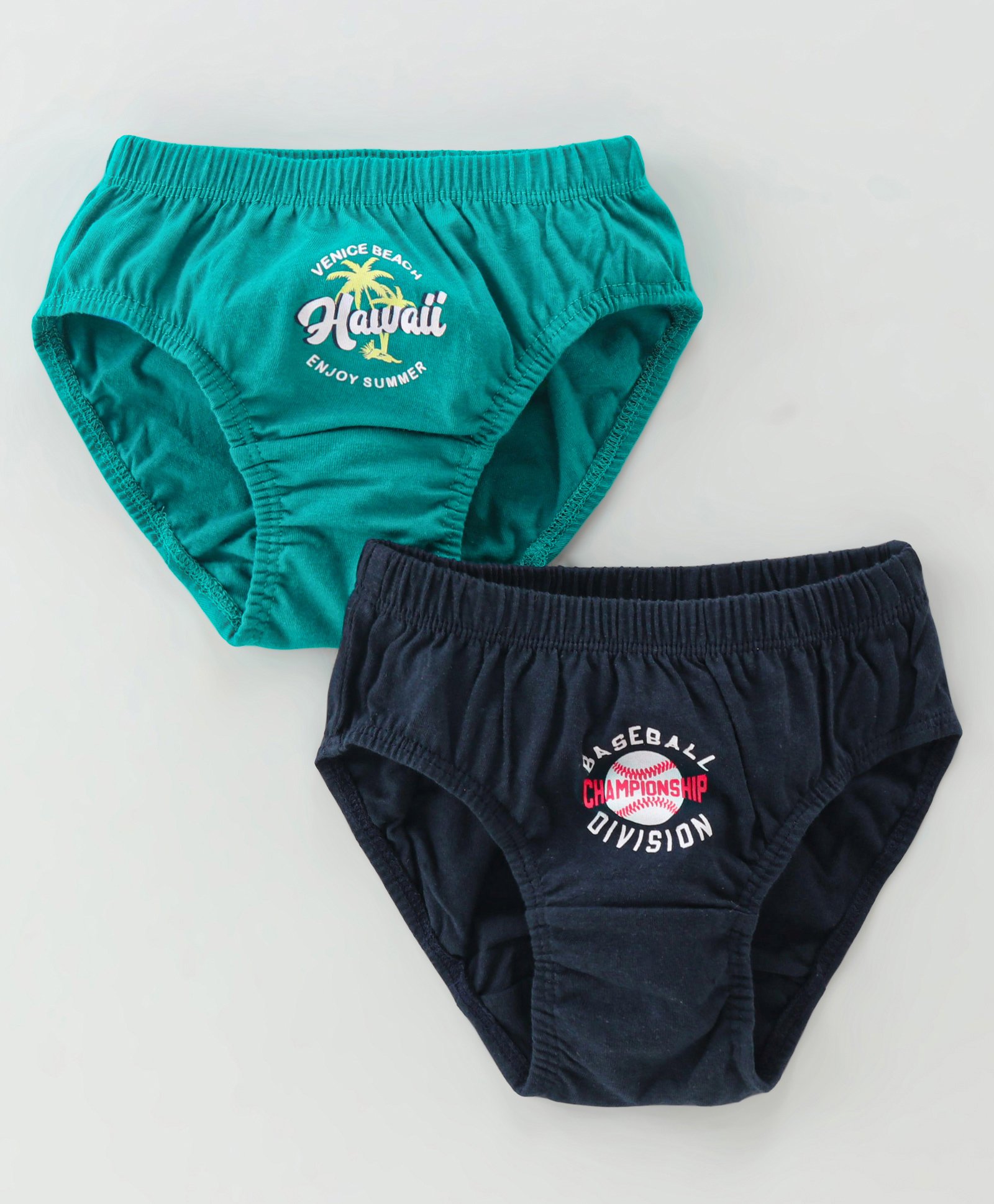 Revvo Junior Cotton Knit Briefs with Text Print Pack of 2 - Multicolour-image-45