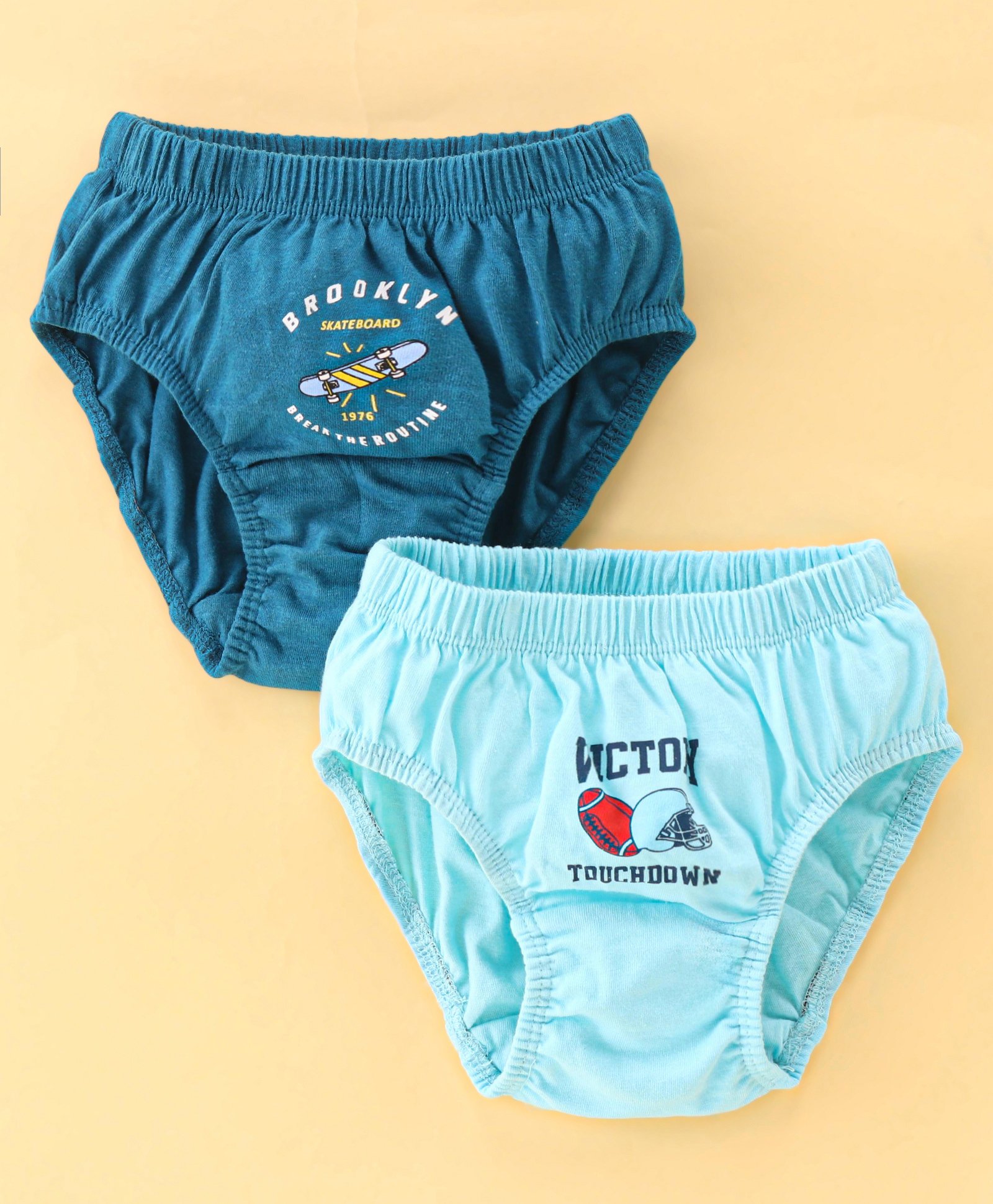 Revvo Junior Cotton Knit Briefs with Text Print Pack of 2 - Multicolour-picture-11