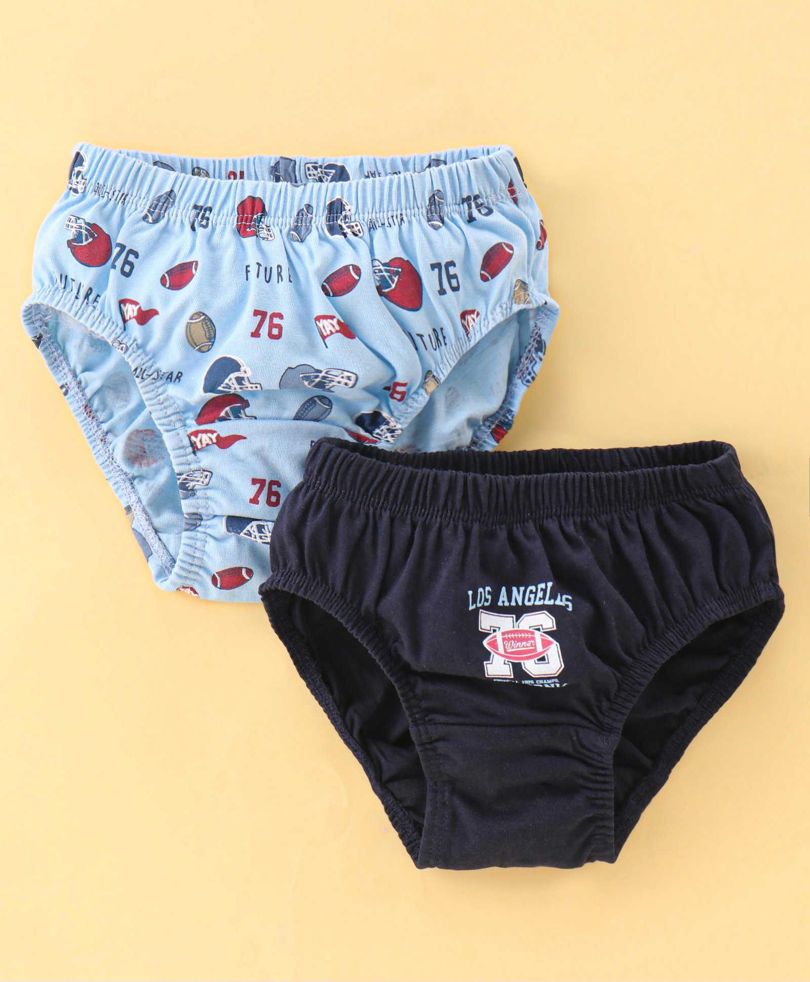 Revvo Junior Cotton Knit Briefs with Rugby Theme Print Pack of 2 - Multicolour-image-41
