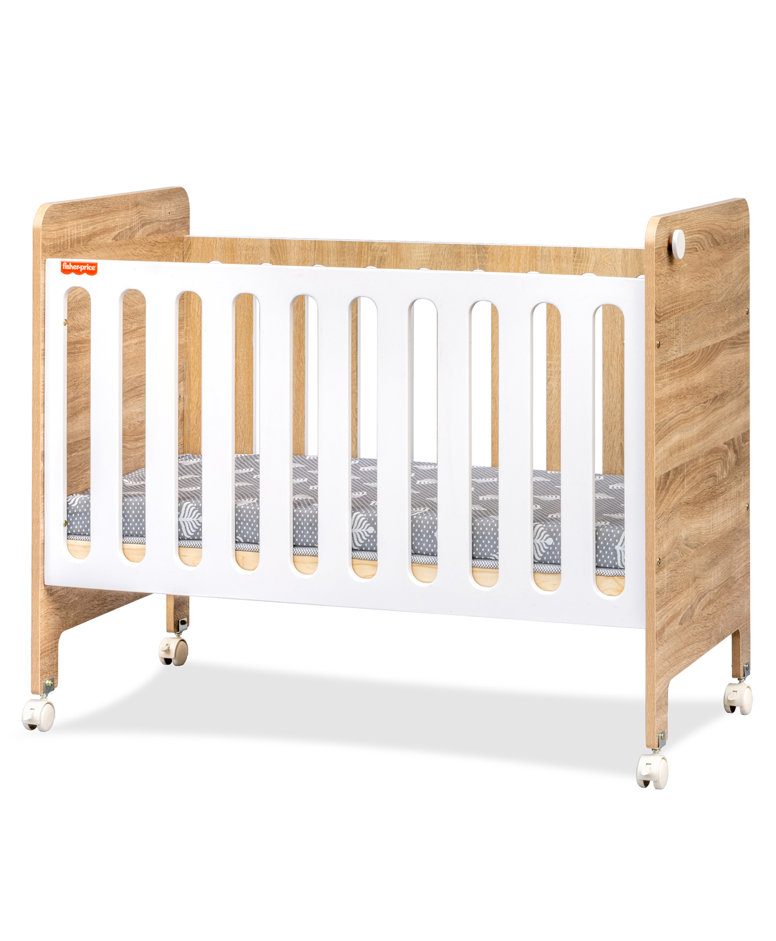 fisher price by tiffany Fisher-Price Romania Baby Crib with Wheels and Adjustable Height 0-3 Years (White, with Mattress)-picture-23