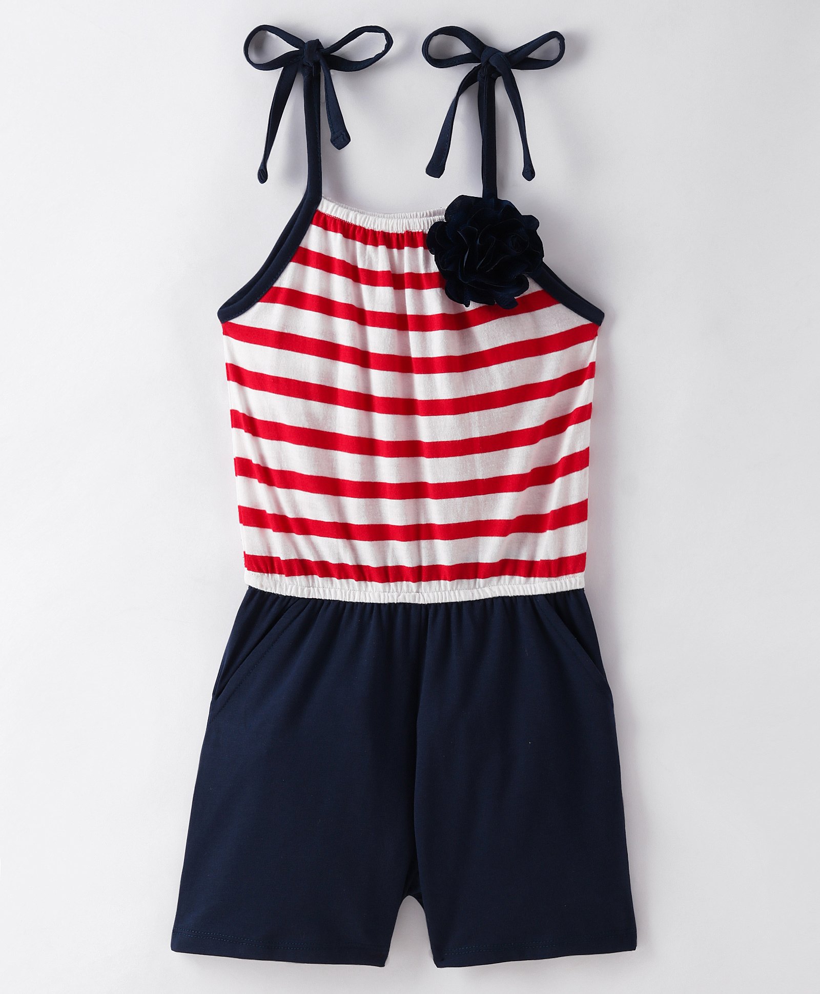 CrayonFlakes Sleeveless Striped & Floral Applique Jumpsuit - Off White-picture-21