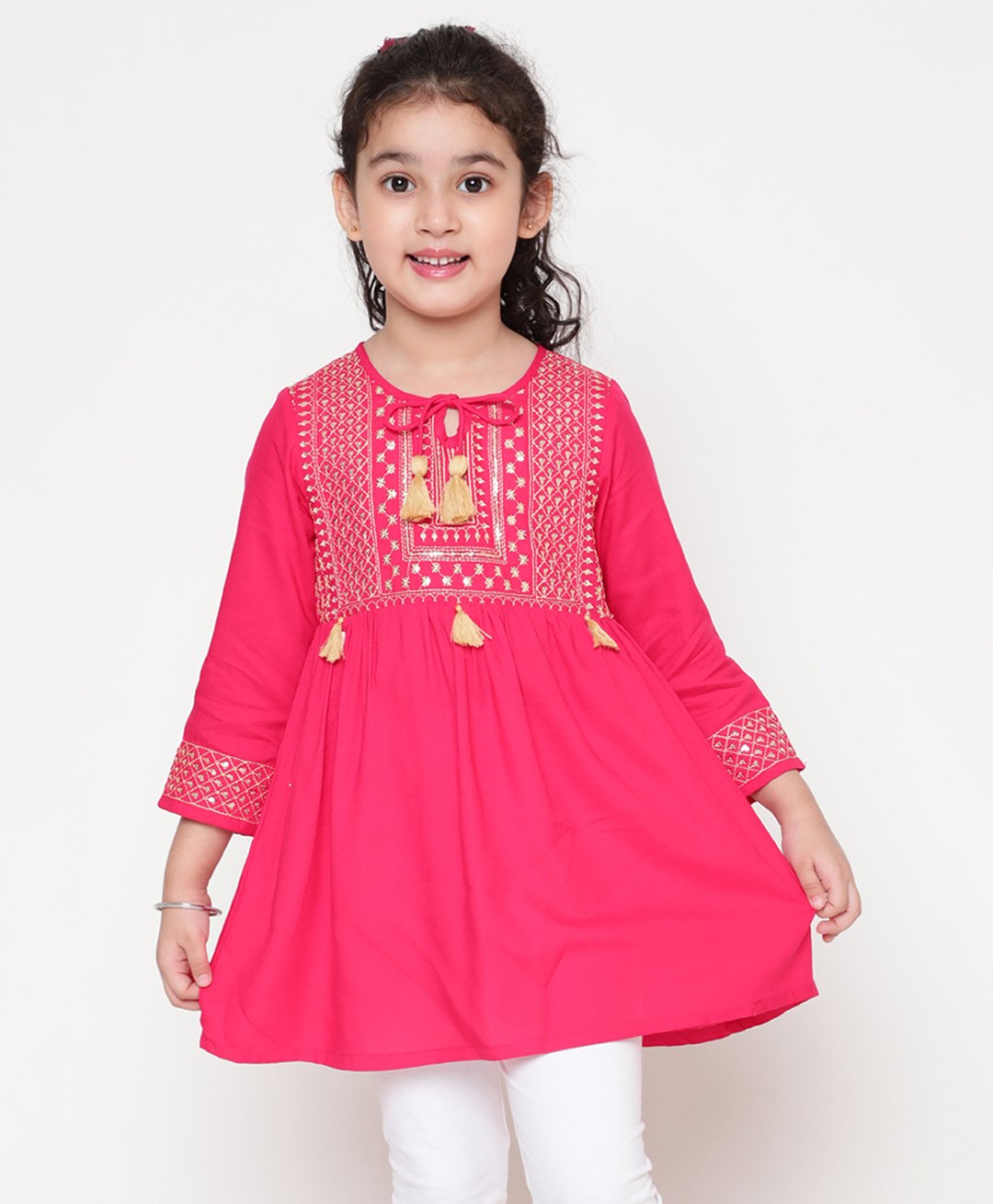 ISHTI Three Fourth Sleeves Sequin Embroidered Top - Rani Pink-picture-30