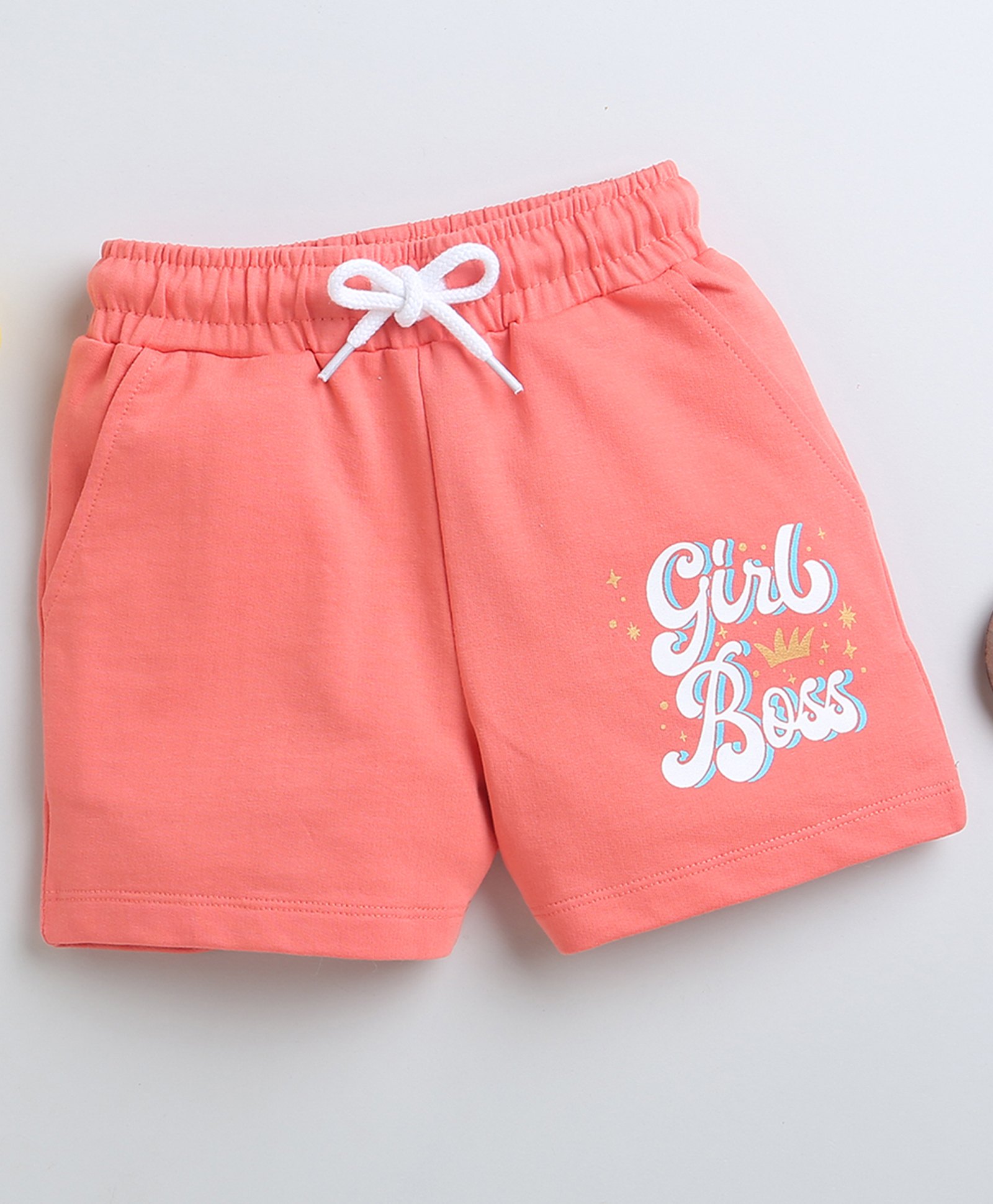 BUMZEE Girl Boss Text Printed Shorts - Coral-picture-17