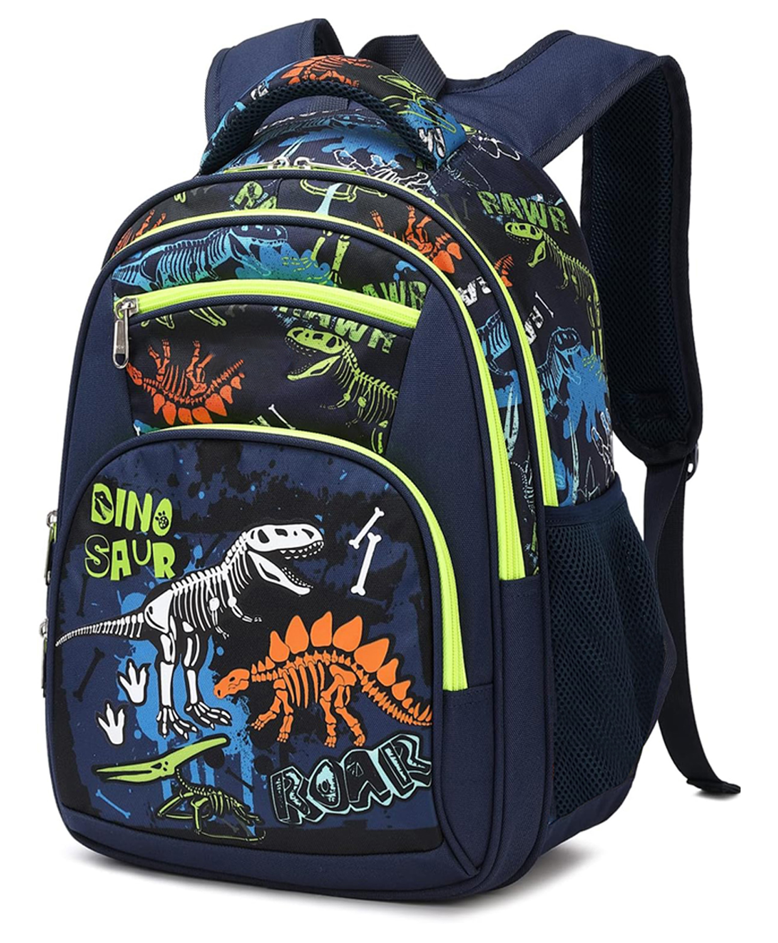 Frantic Premium School Bag Blue Dino Skeleton for Kids height 16 inches-image-7