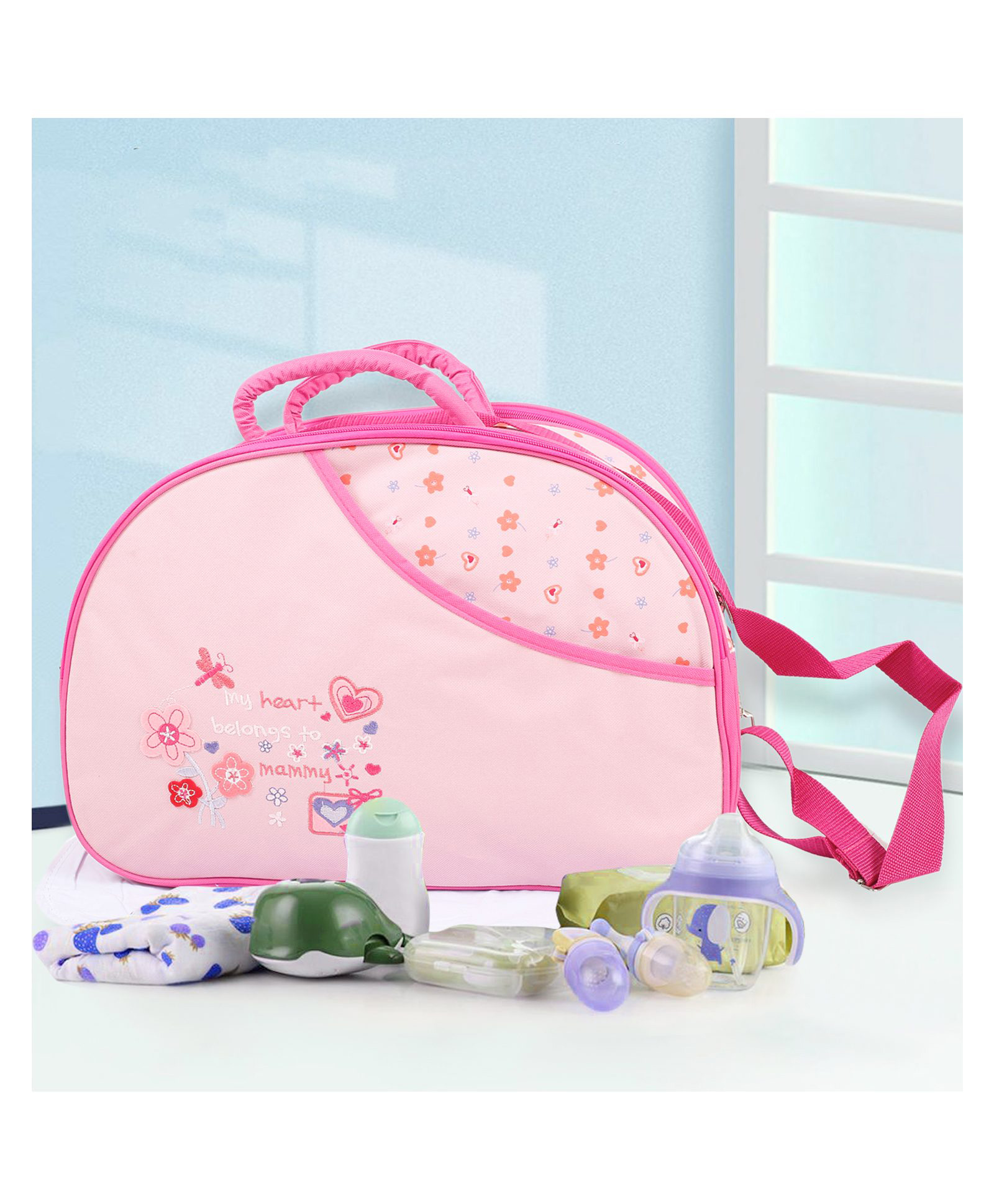 Domenico Diaper Nappy Changing Baby Diaper Bag Baby Bag Mummy Bag Handbag Mama's Bag Diaper Bag One Size - Pink-image-35