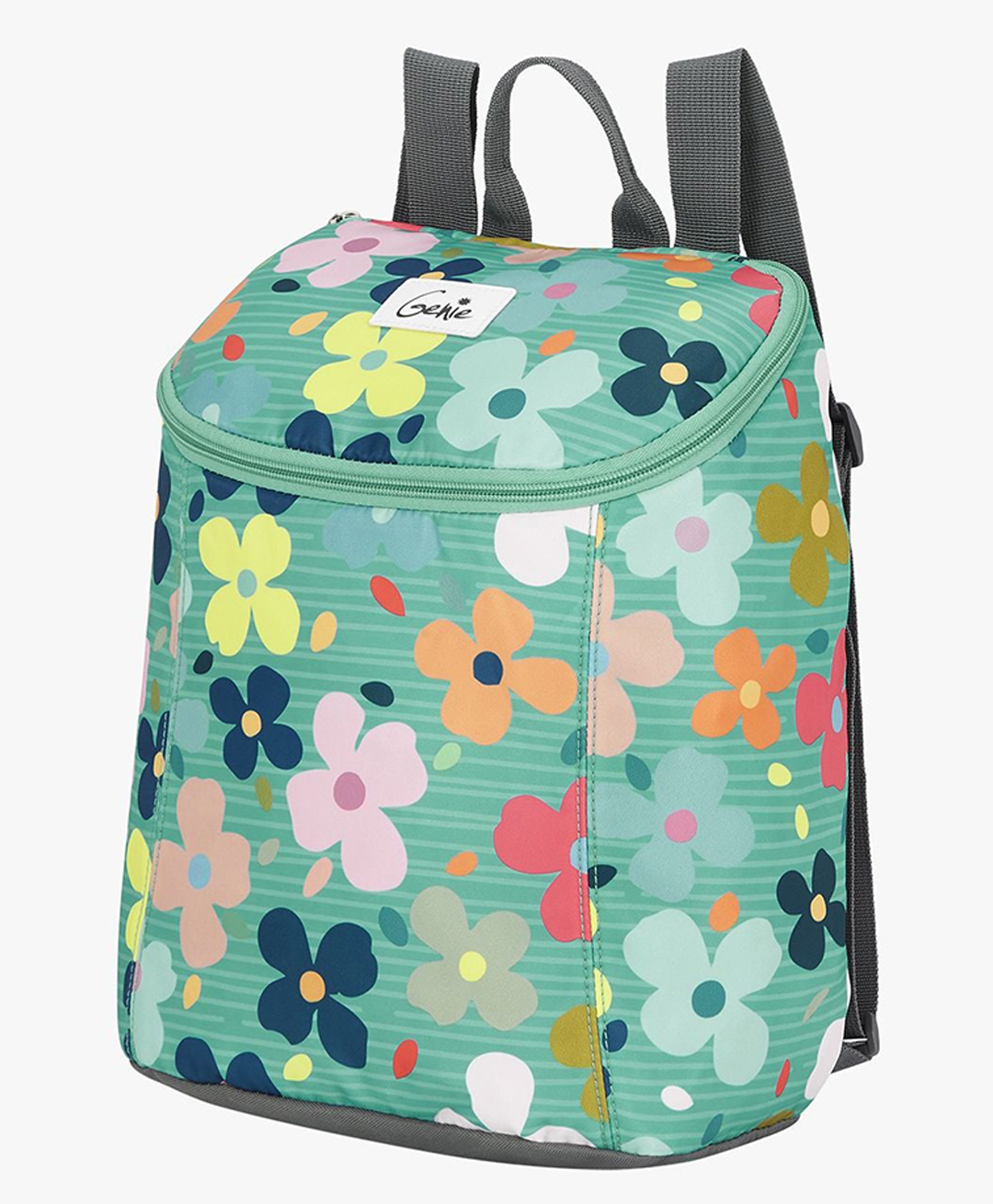 Genie 14 Inches Small Backpack Lightweight Water-Resistant College Bag 13.5L With Flower Power Print -Turquoise-image-35