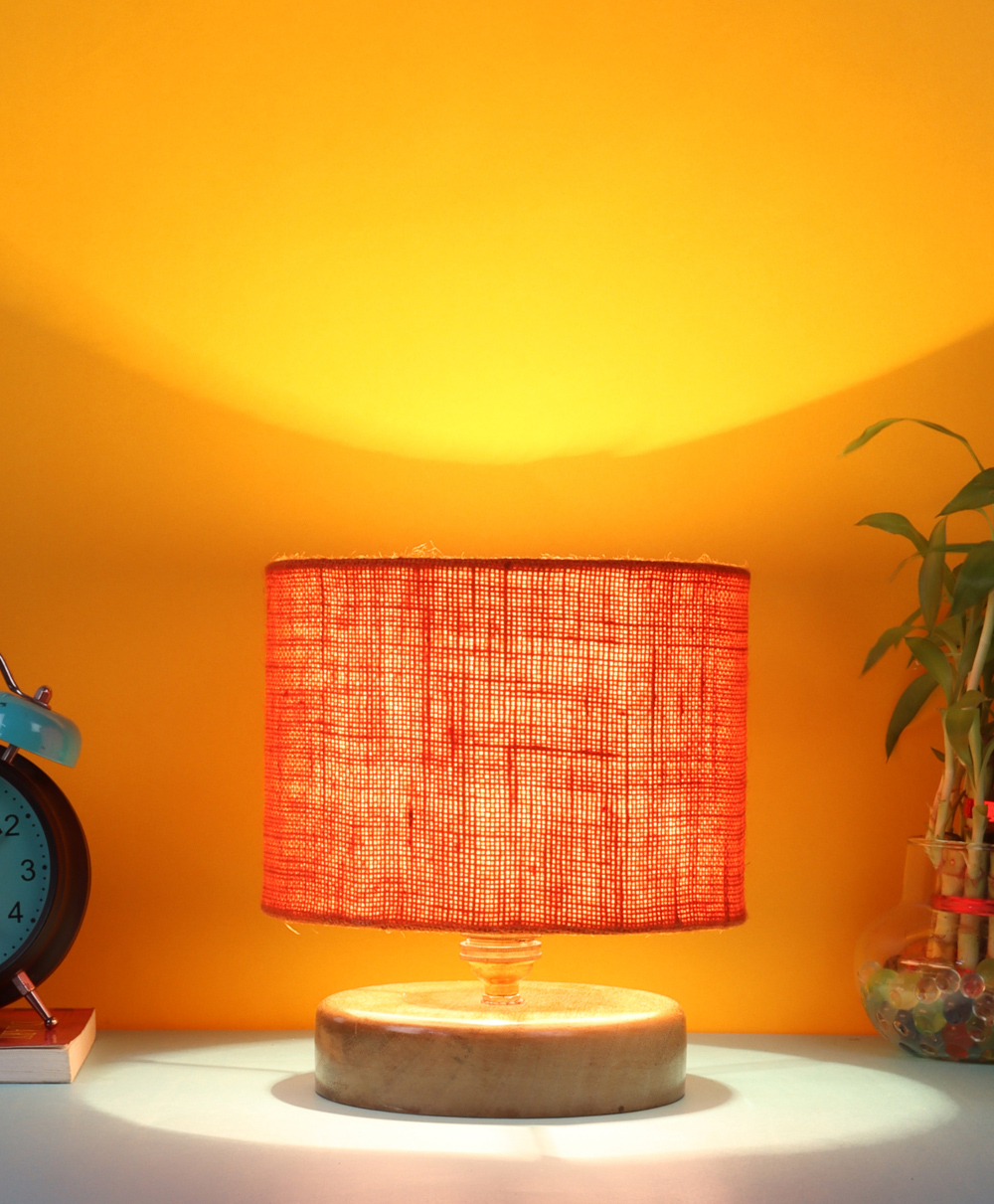 Devansh Jute Shade Lamp With Natural Wood Base - Orange-picture-17