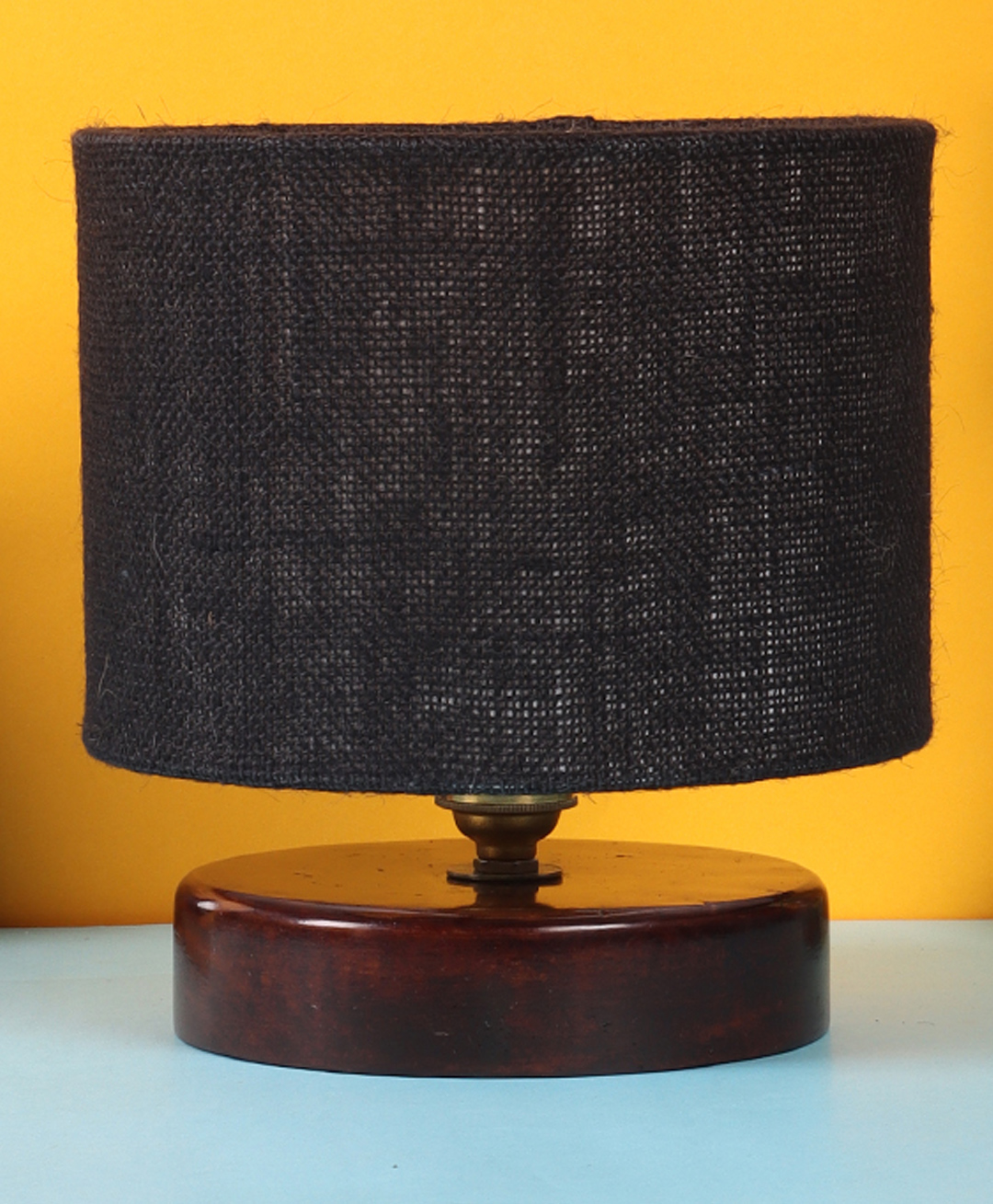 Devansh Jute Shade Lamp with Brown Wood Base - Black-picture-24