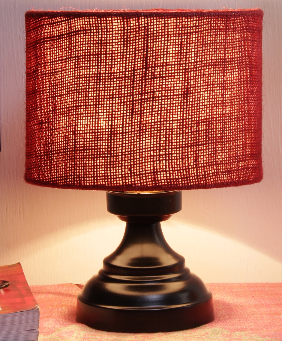 Devansh Jute Shade Lamp With Black Iron Base - Maroon-picture-17