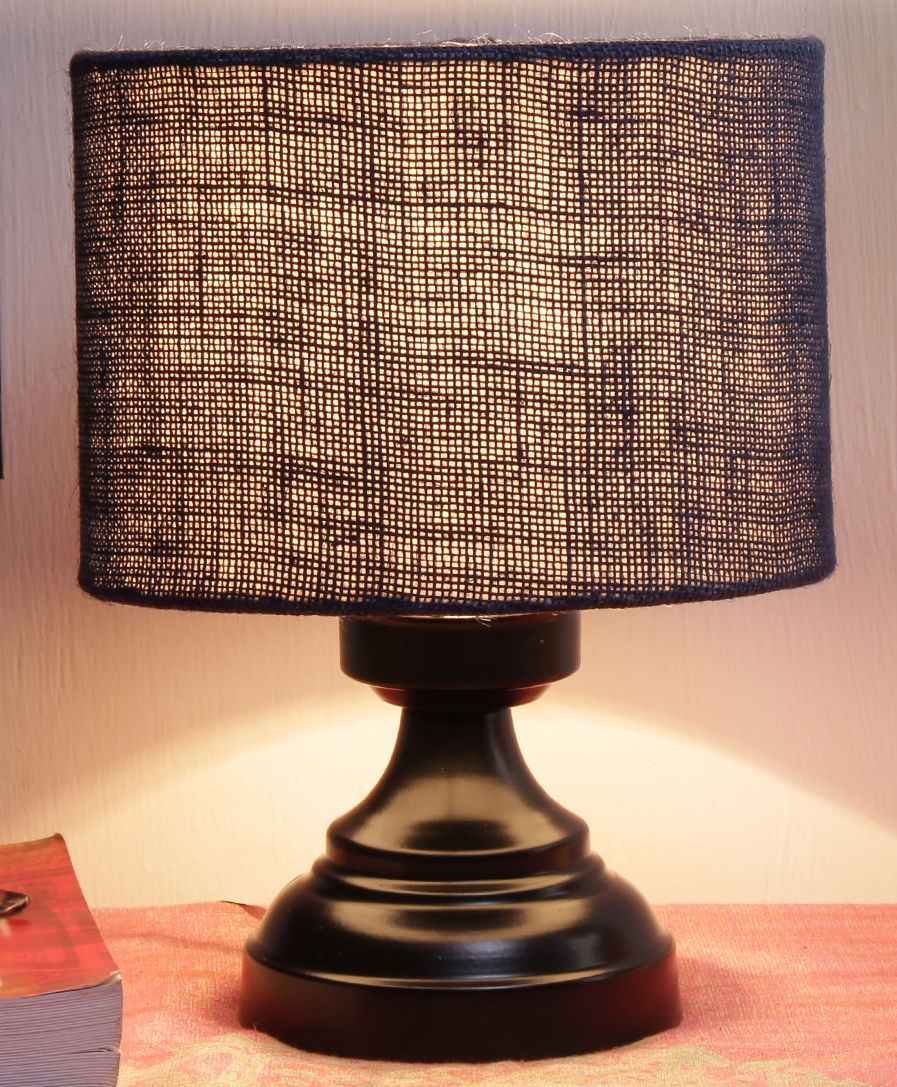 Devansh Jute Shade Lamp With Black Iron Base - Blue-picture-25