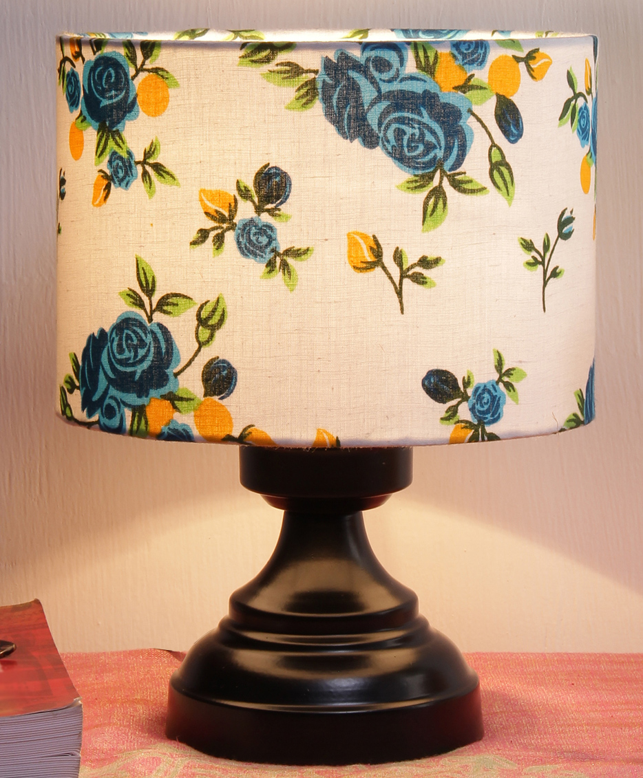 Devansh Cotton Shade Lamp With Black Iron Base - Multicolor-image-27
