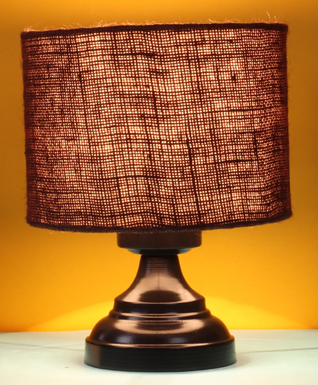 Devansh Jute Shade Lamp With Black Iron Base - Brown-picture-13