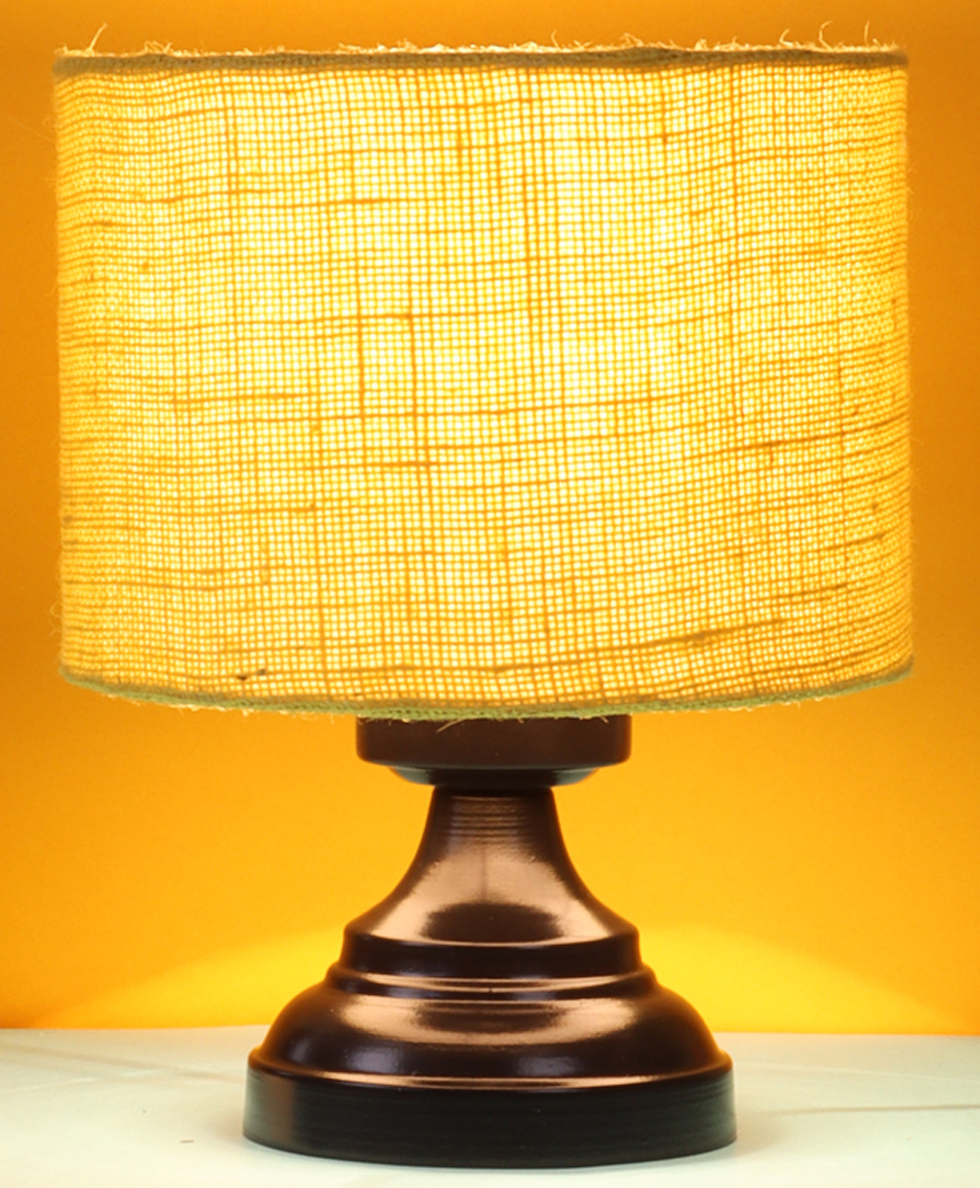 Devansh Jute Shade Lamp With Black Iron Base - Yellow-image-38
