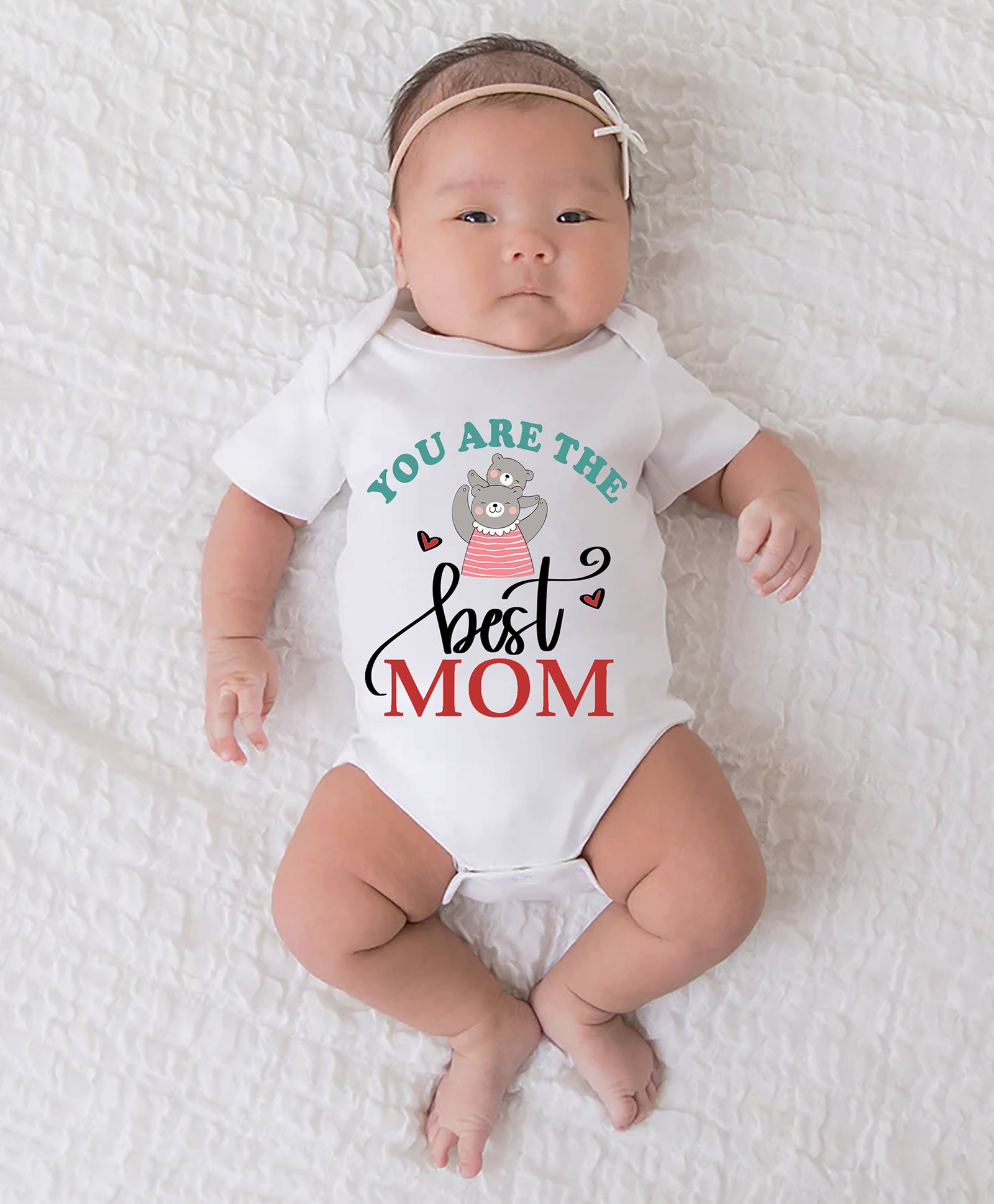 BLUSHES 100% Cotton Mothers Day Theme Half Sleeves You Are The Best Mom Text Printed Onesie - White-picture-16