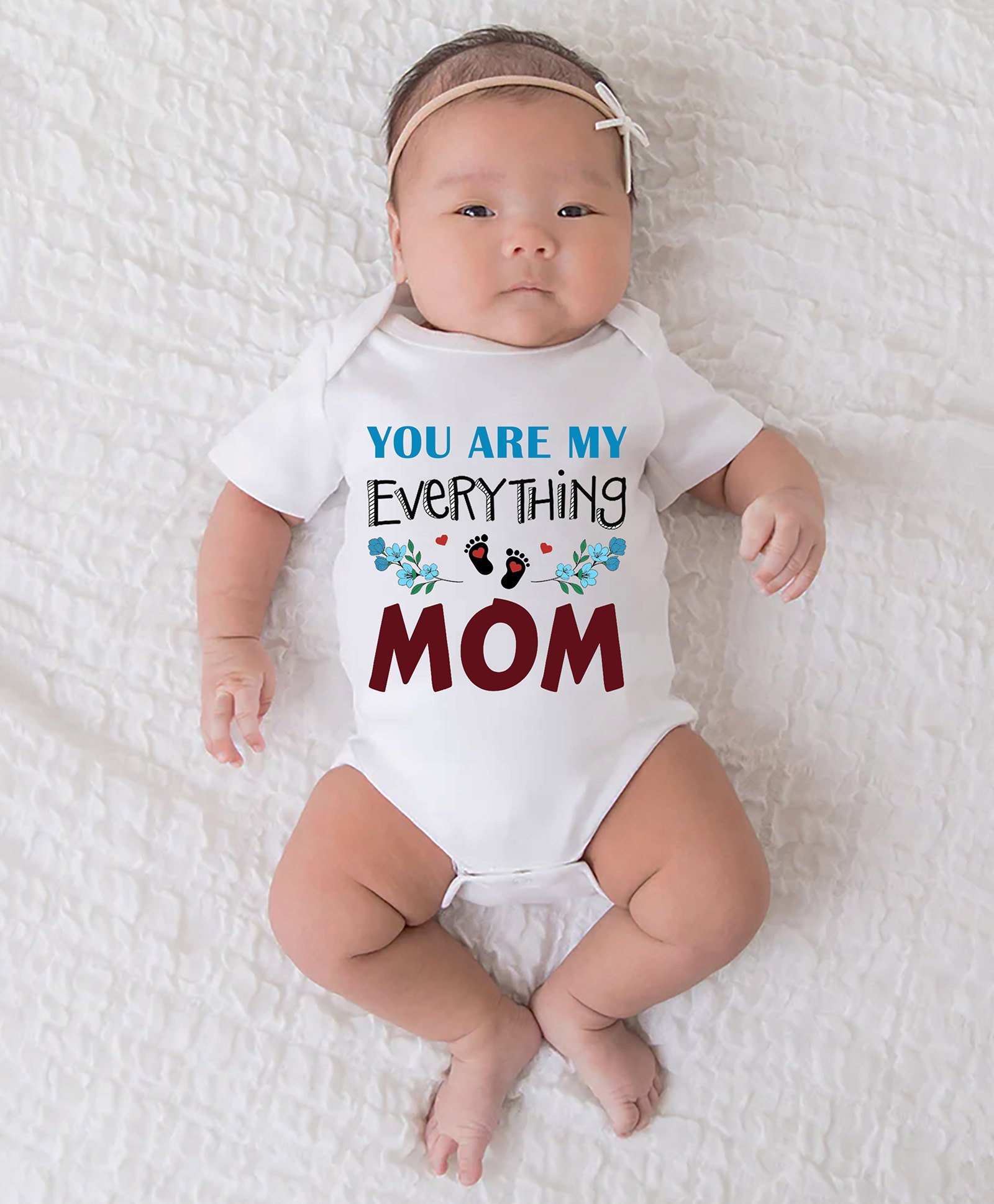 BLUSHES 100% Cotton Mothers Day Theme Half Sleeves You Are Everything Mom Text Printed Onesie - White-picture-22