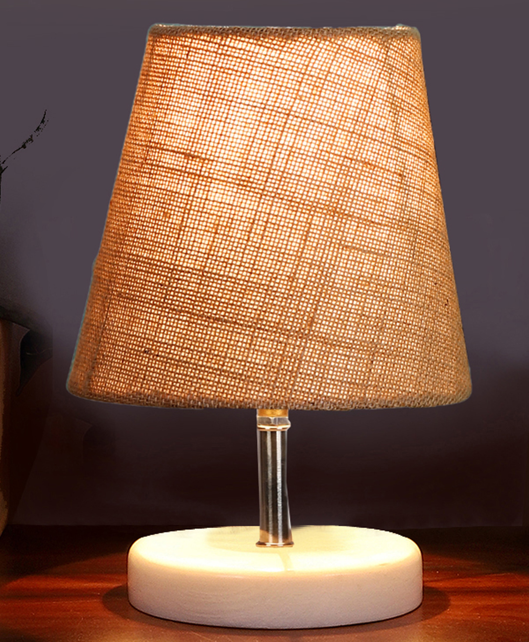 Devansh Beige Jute Round Wood white Table Lamp-image-44