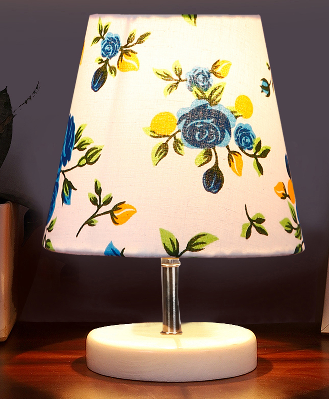 Devansh Multicolor cotton Round Wood white Table Lamp-picture-38