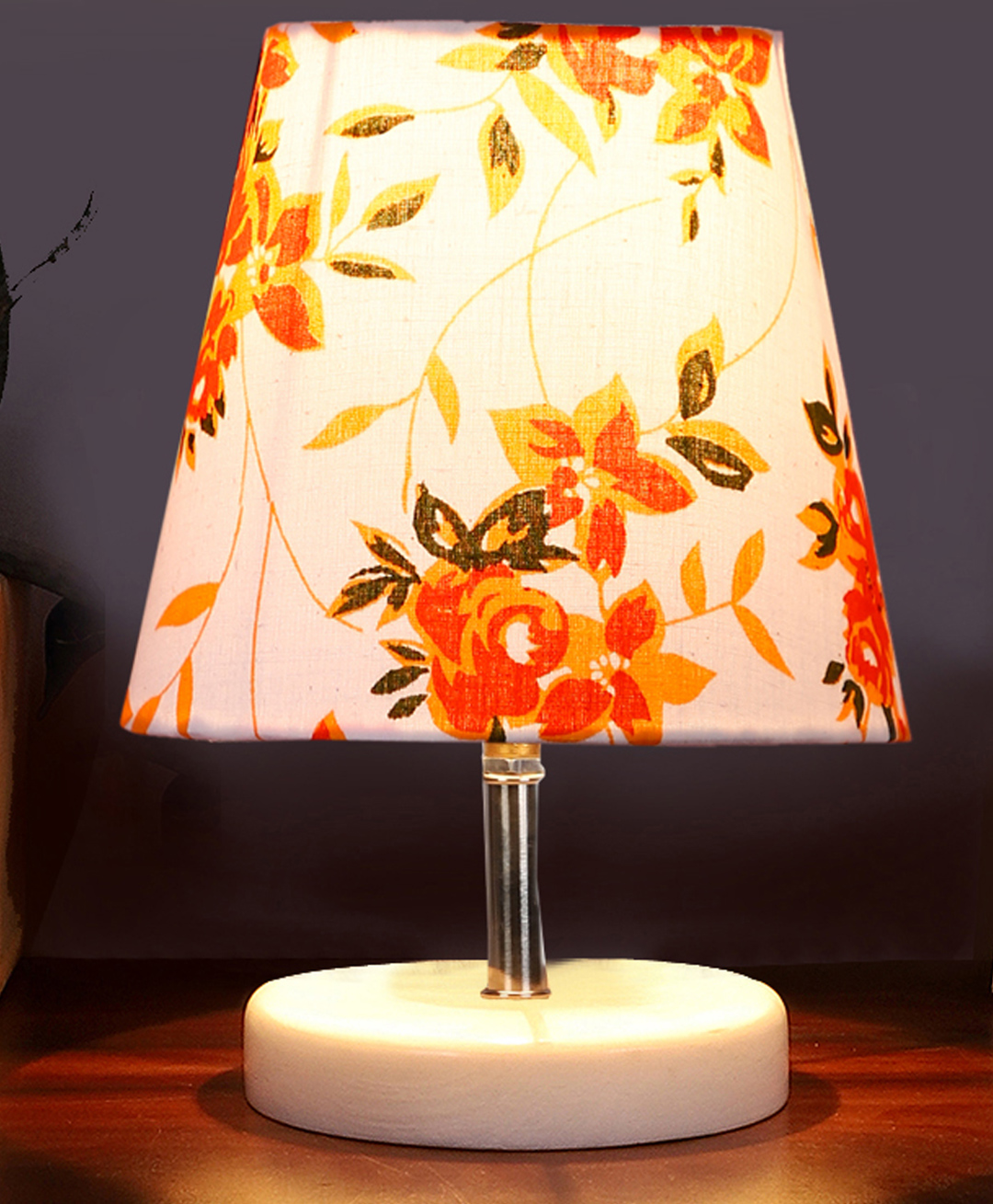 Devansh Multicolor cotton Round Wood white Table Lamp-image-45