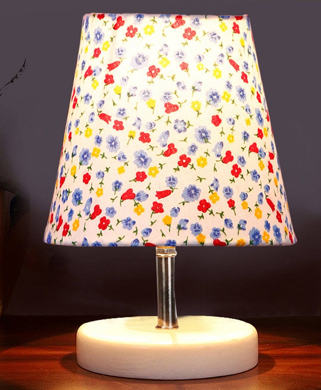 Devansh Multicolor cotton Round Wood white Table Lamp-image-47