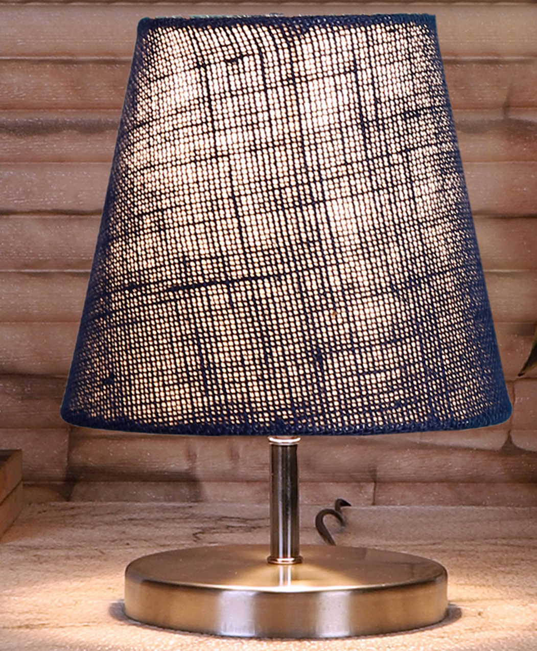 Devansh Blue Jute Round Metal Steel Table Lamp-picture-12