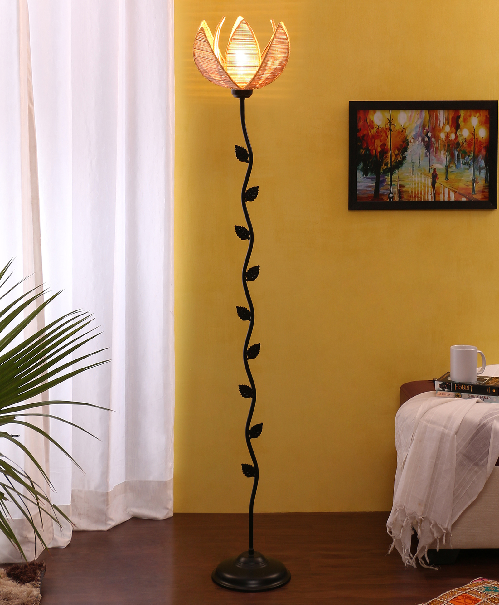 Devansh Rose Bamboo Leaf Floor Lamp-picture-11