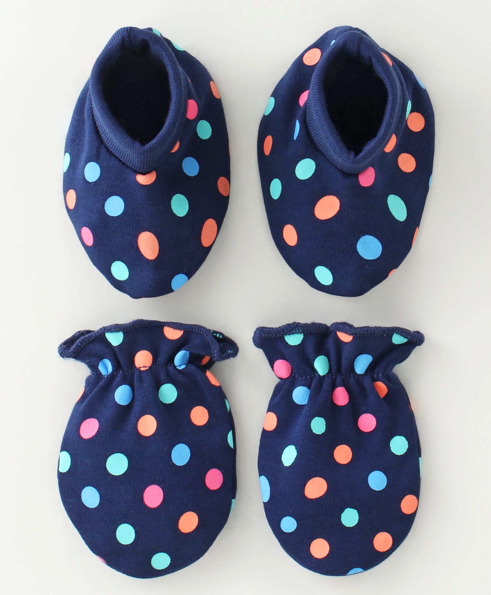 Babyhug 100% Cotton Mittens & Booties Polka Dots Print - Navy Blue-image-46
