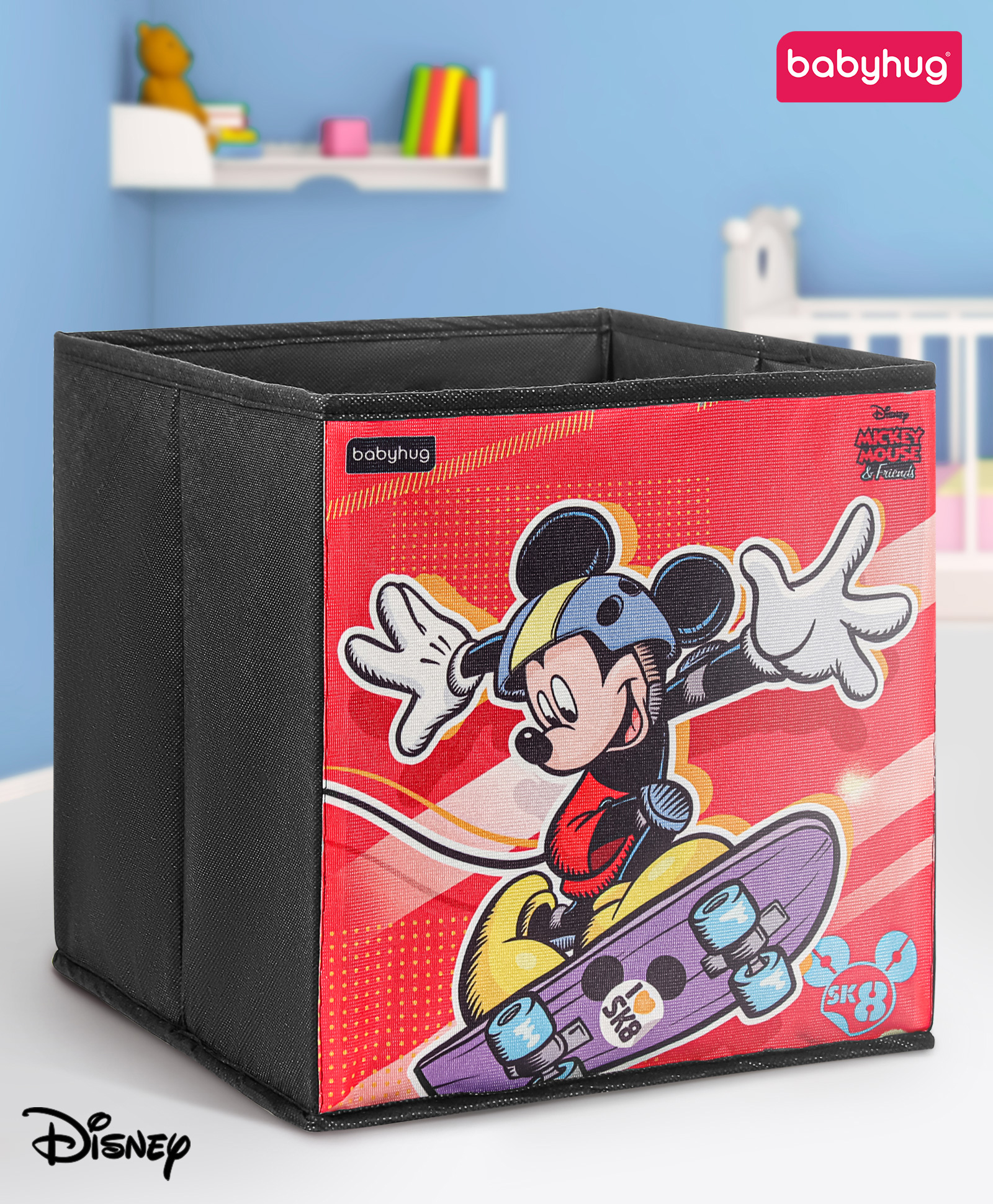 Babyhug Disney Foldable Storage Bin Skating Mickey Theme- Black-picture-14
