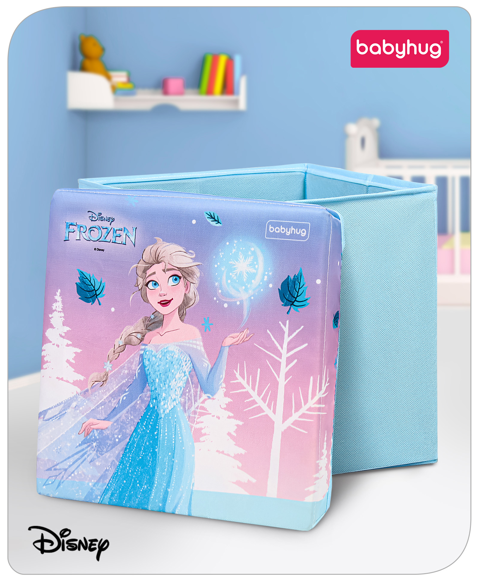 Babyhug Disney Foldable Storage Box with Lid Frozen Theme- Light Blue-picture-25