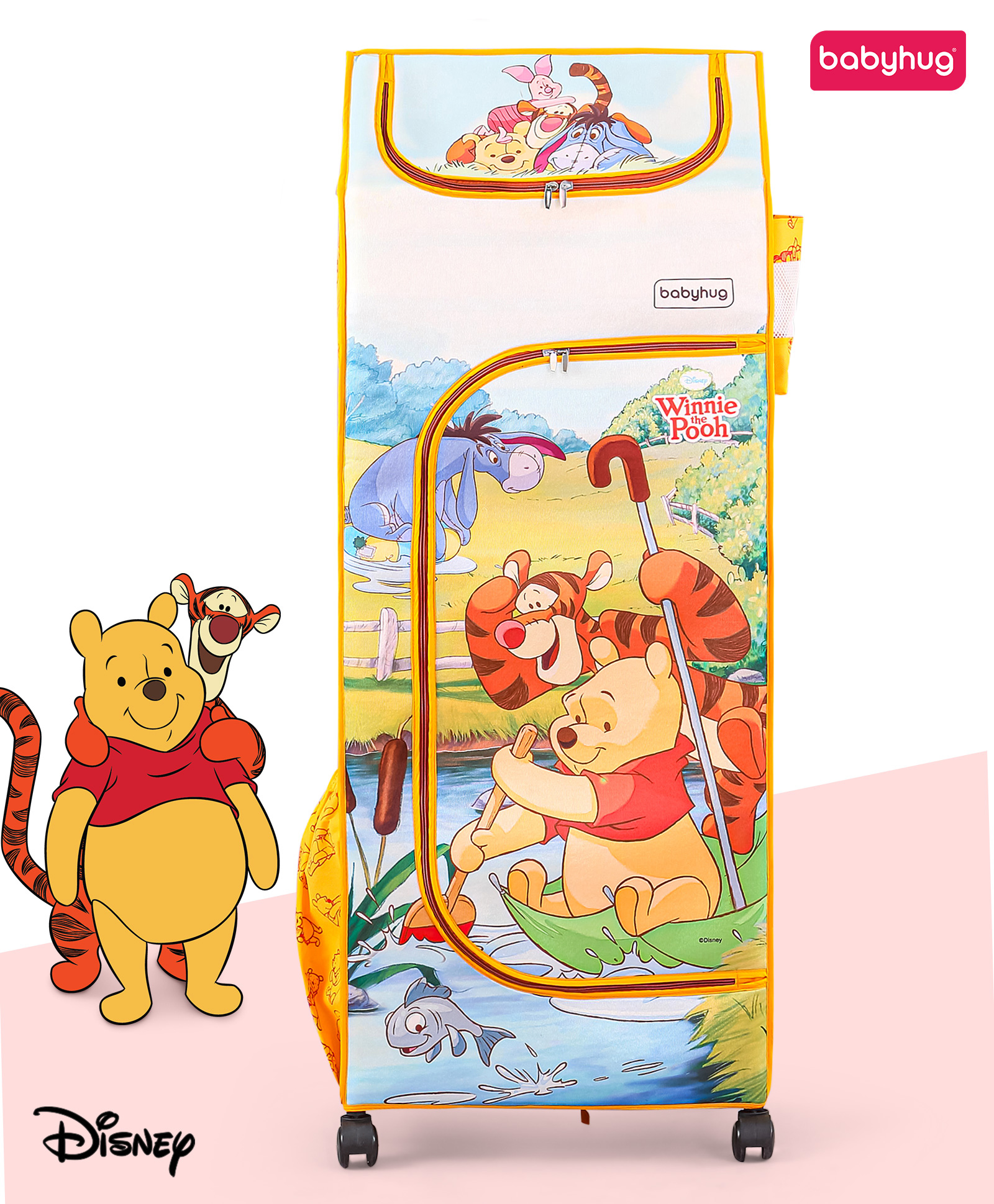 Babyhug Disney 4 Shelved Almirah With Wheels Winnie The Pooh Theme - Yellow-picture-13