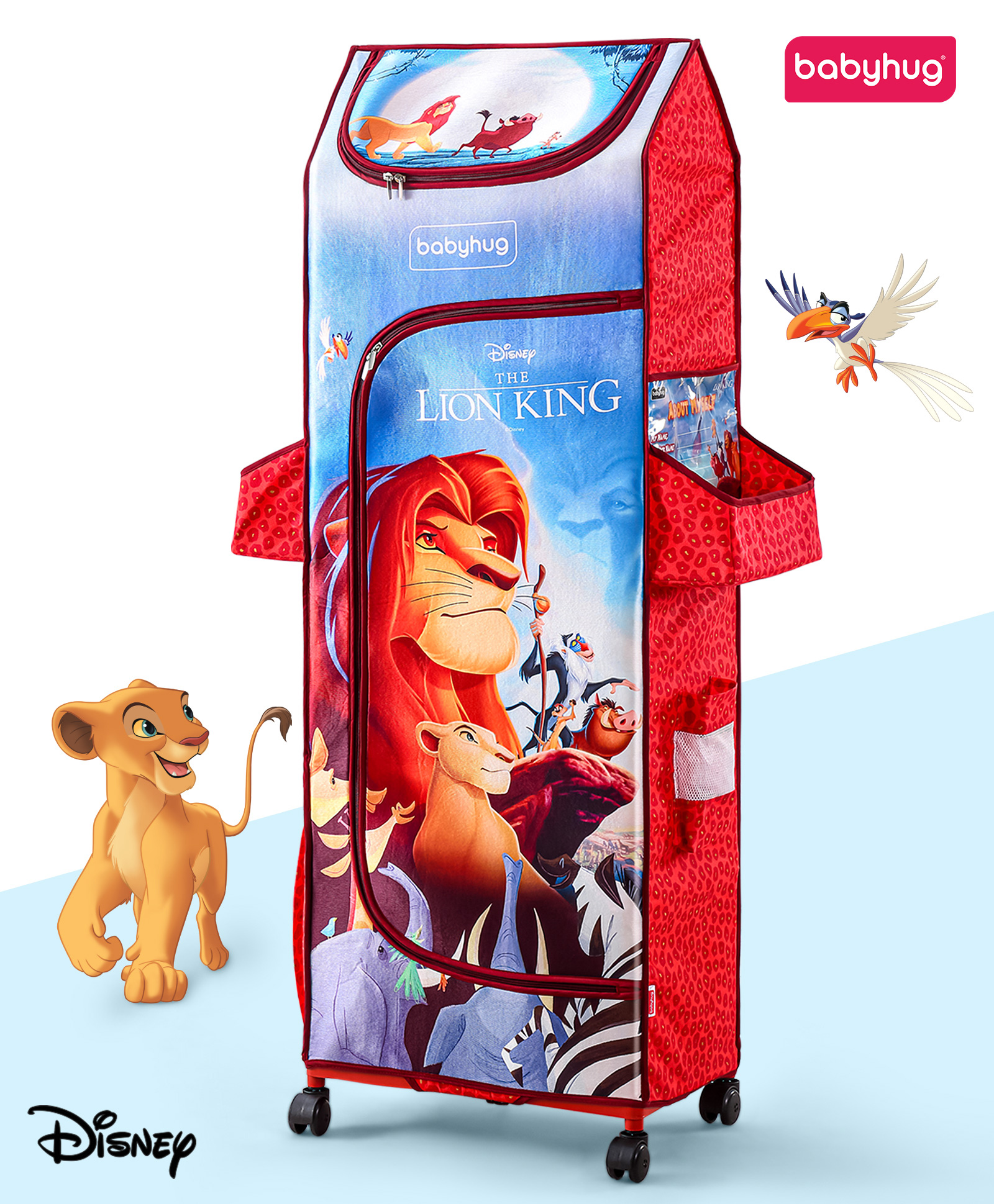 Babyhug Disney 5 Shelved Almirah With Wheels The Lion King Theme - Blue-image-17