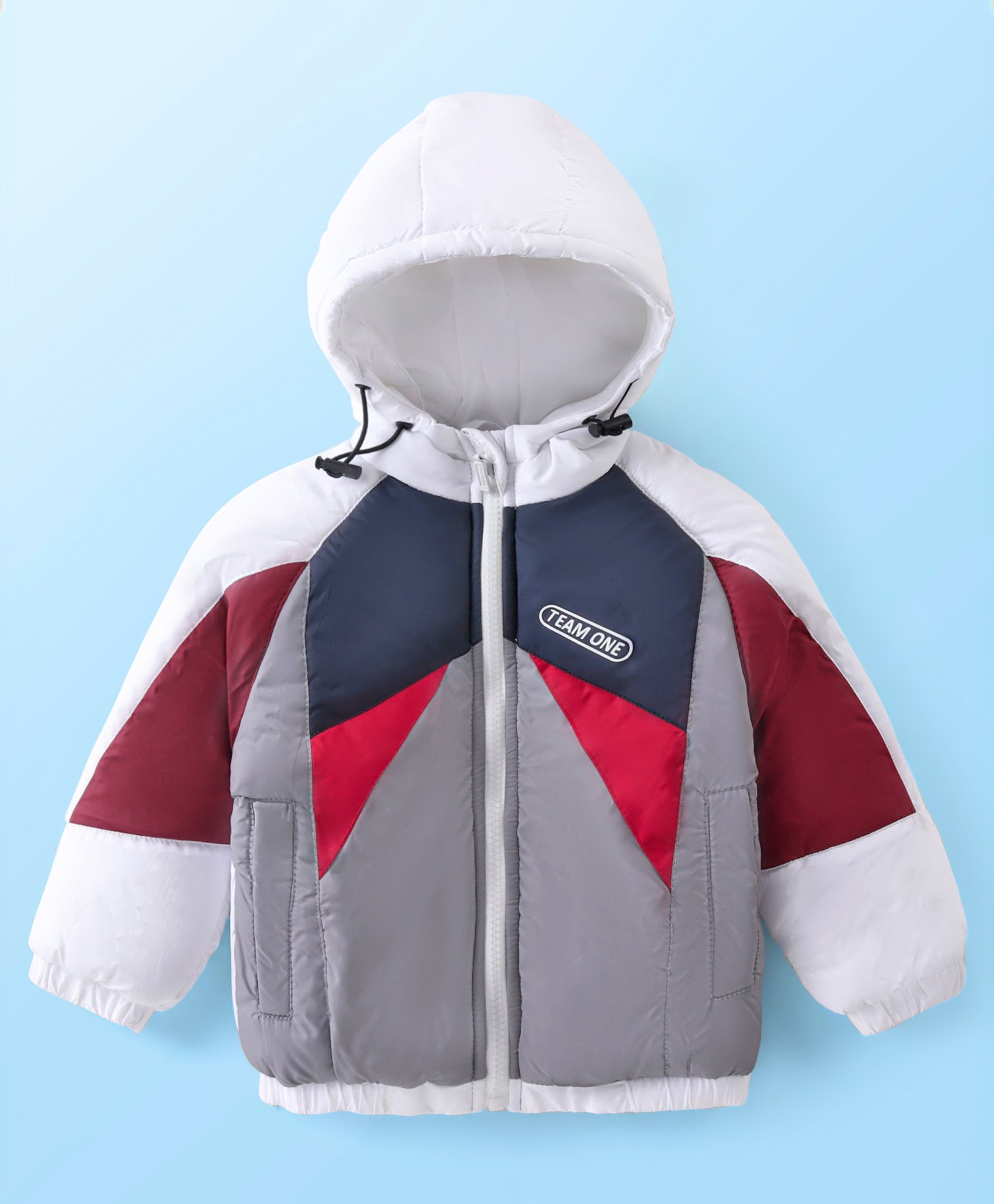 Babyhug Woven Full Sleeves Cut & Sew Design Hoodie - Multicolor-image-45